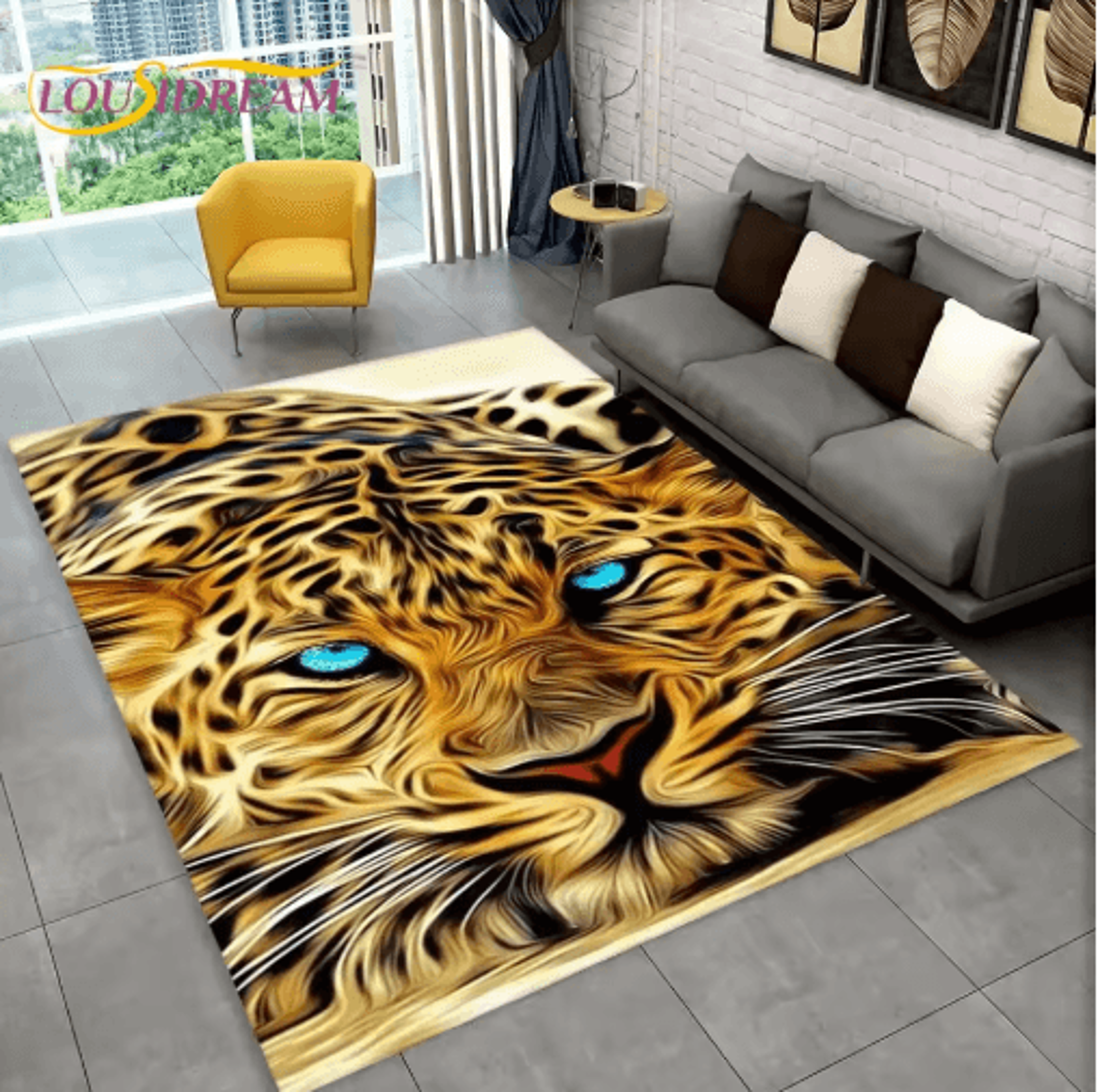 3D Animal Print Area Rug Non Slip Wildlife Carpet For Living Room  Kids Spaces 2