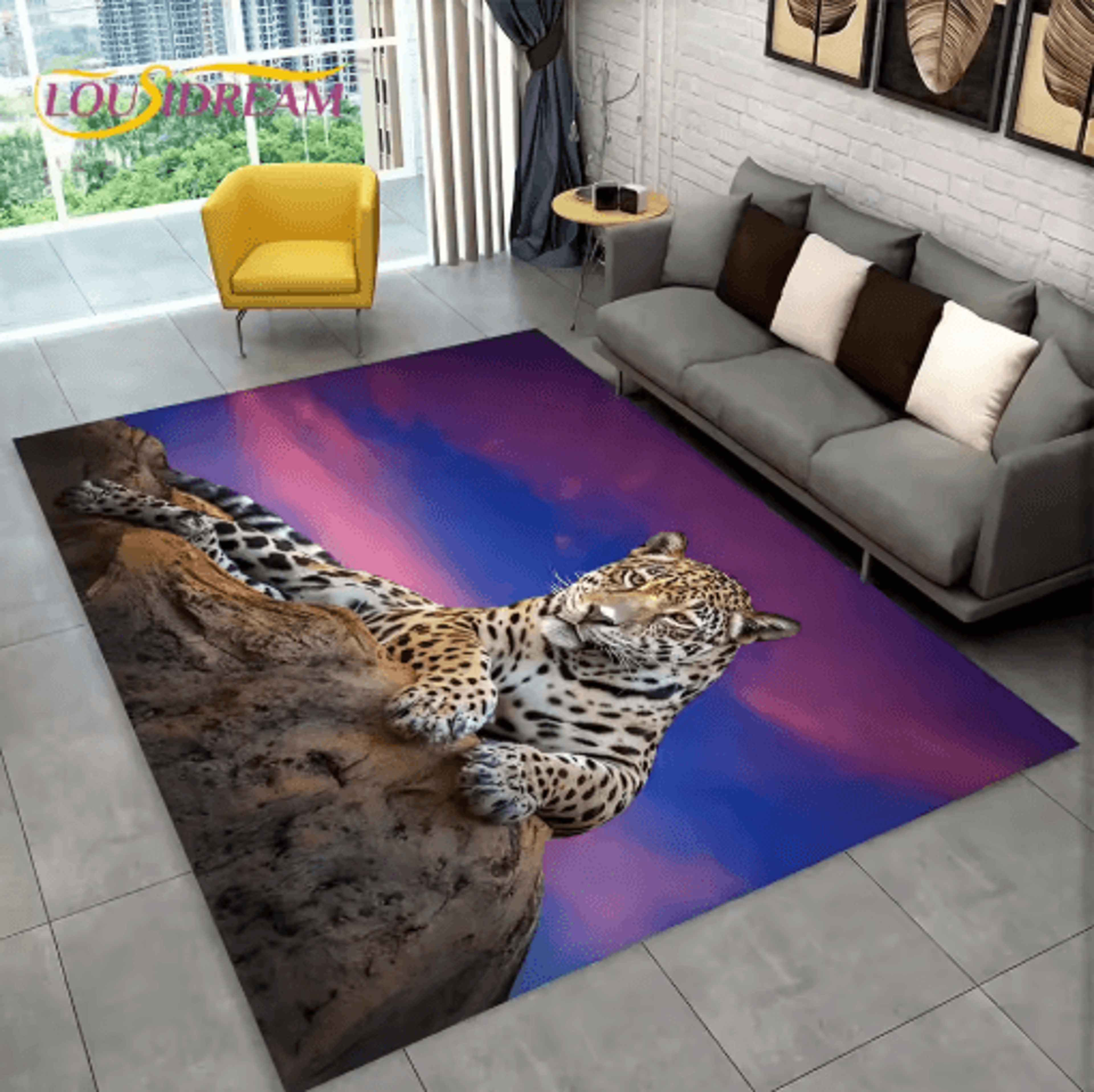 3D Animal Print Area Rug Non Slip Wildlife Carpet For Living Room  Kids Spaces 16
