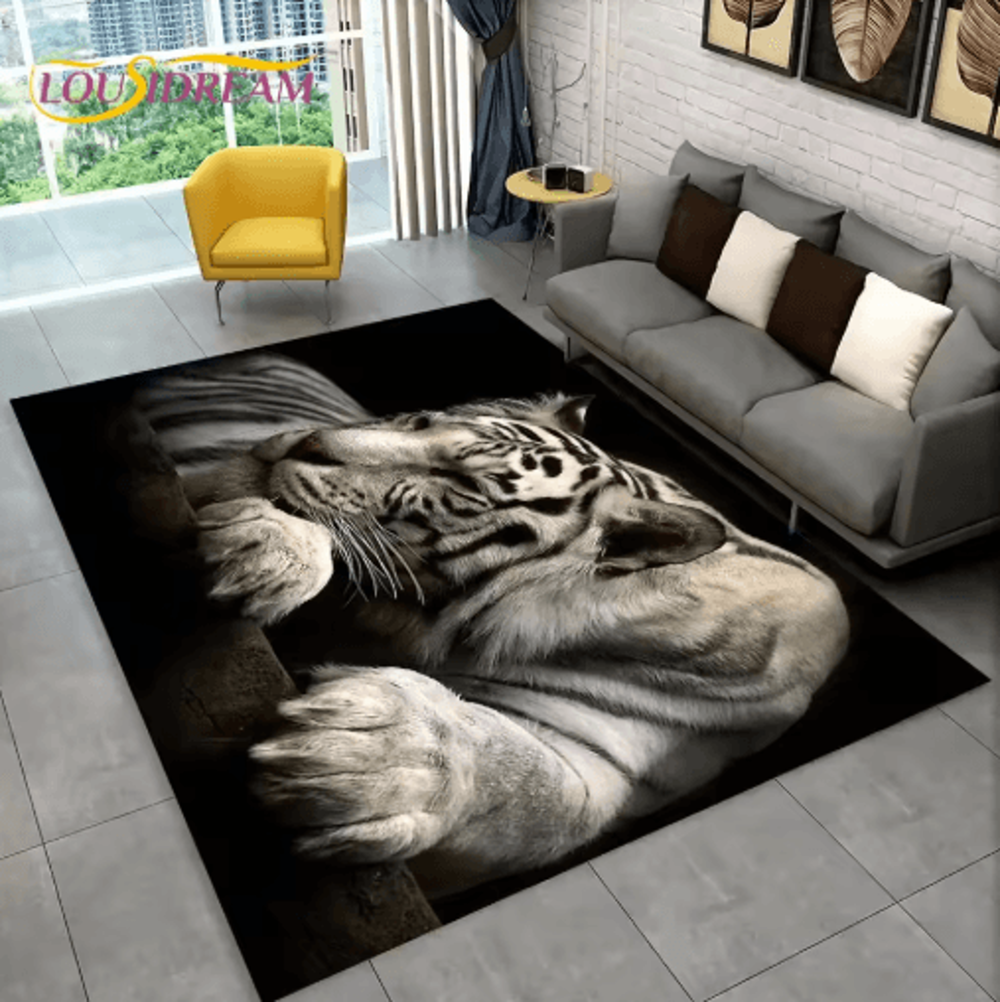 3D Animal Print Area Rug Non Slip Wildlife Carpet For Living Room  Kids Spaces 24