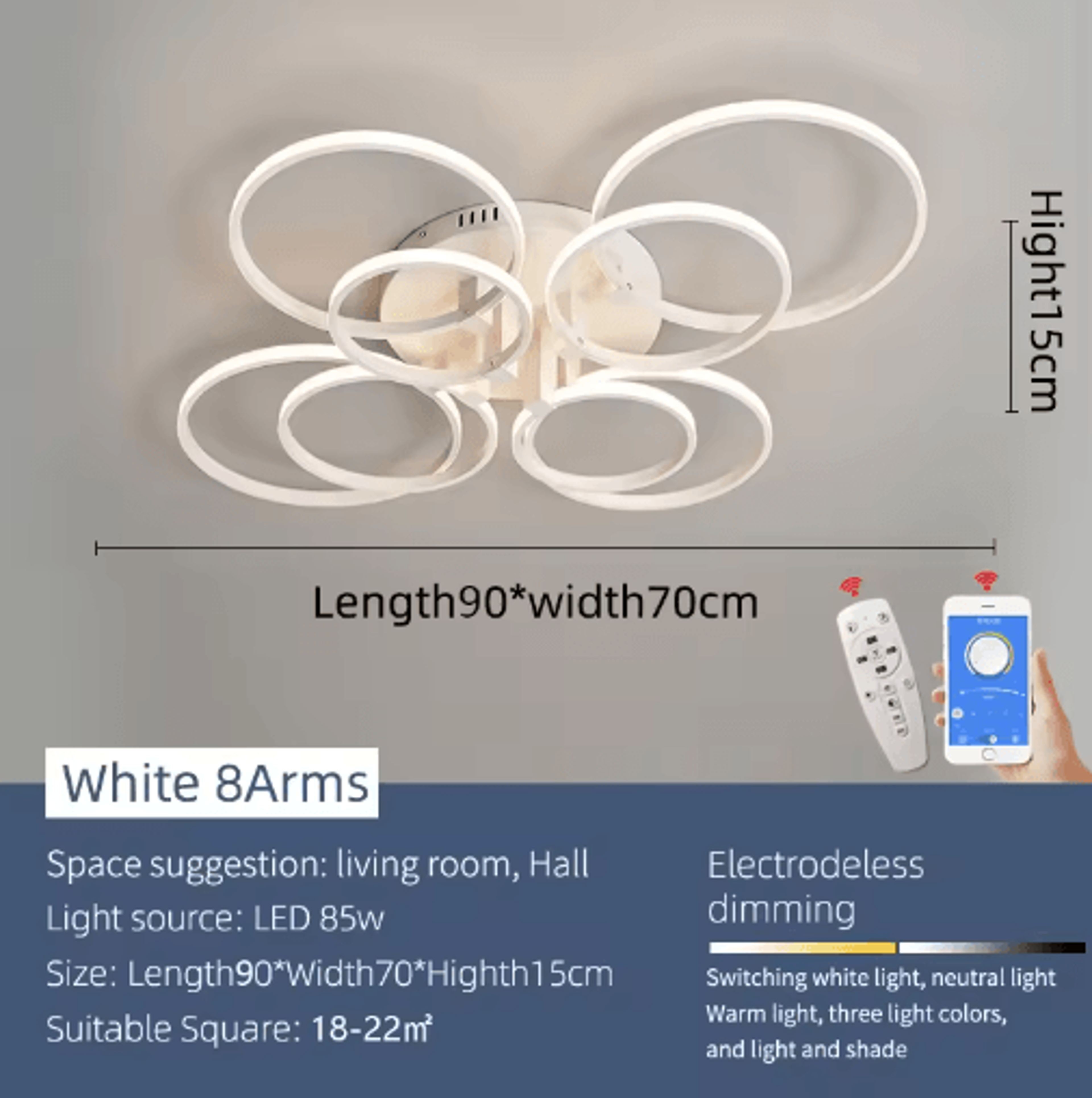 Modern LED Chandelier Light  Black  White Ceiling Fixture For Living Room  Bedroom 2