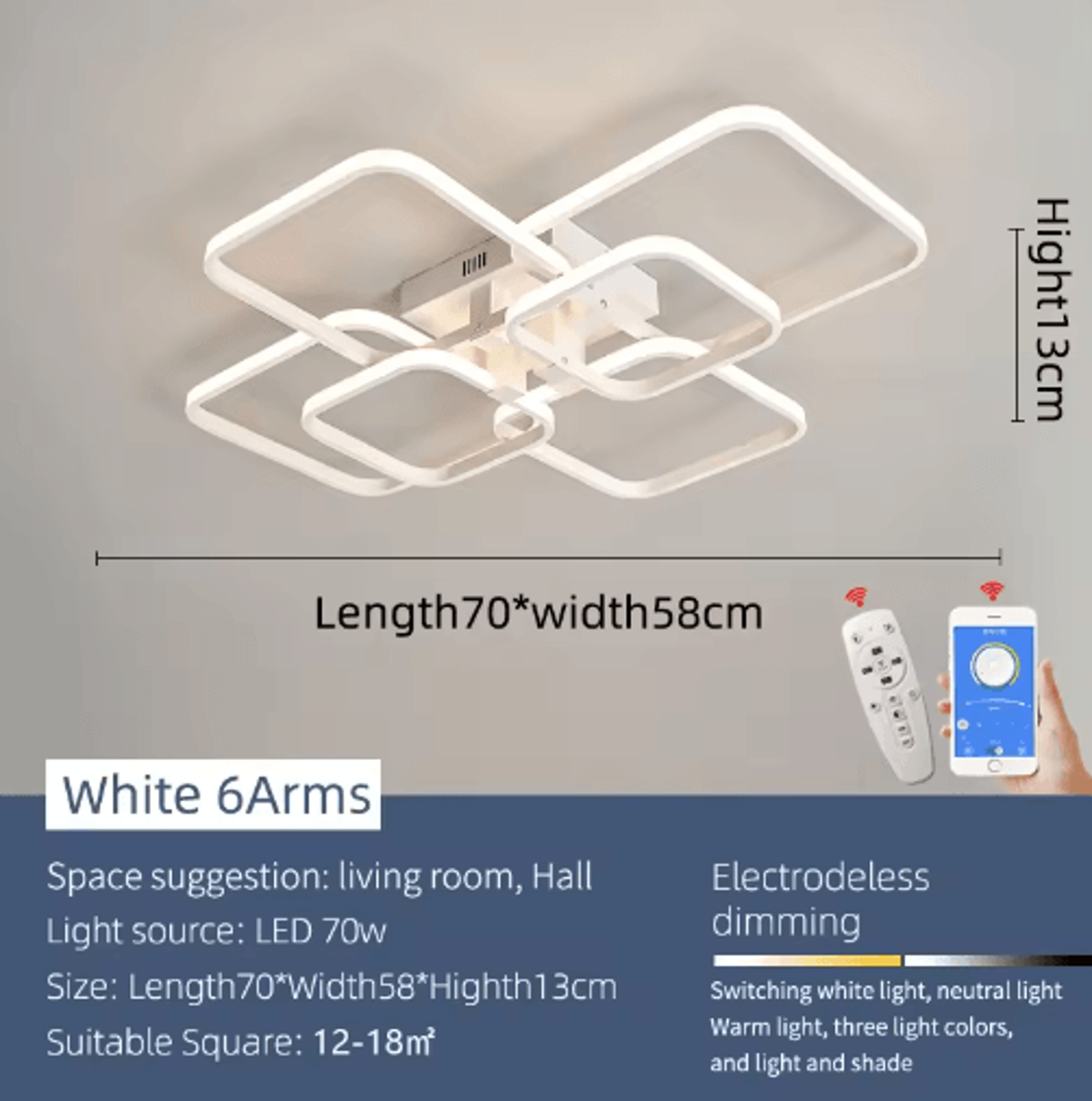 Modern LED Chandelier Light  Black  White Ceiling Fixture For Living Room  Bedroom 9