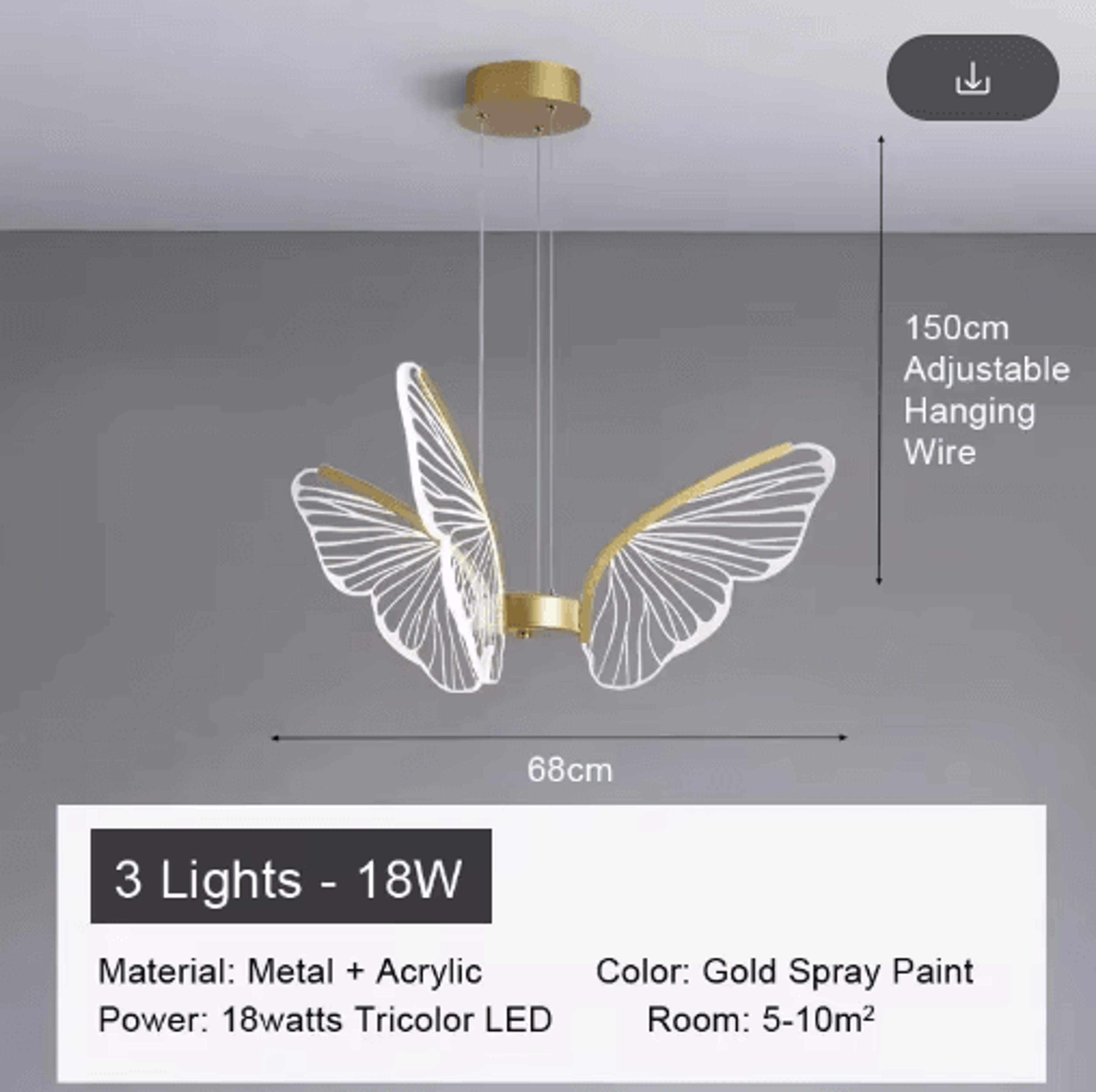 Butterfly Acrylic Chandelier  Minimalist Hanging Light For Living Room  Kitchen 2