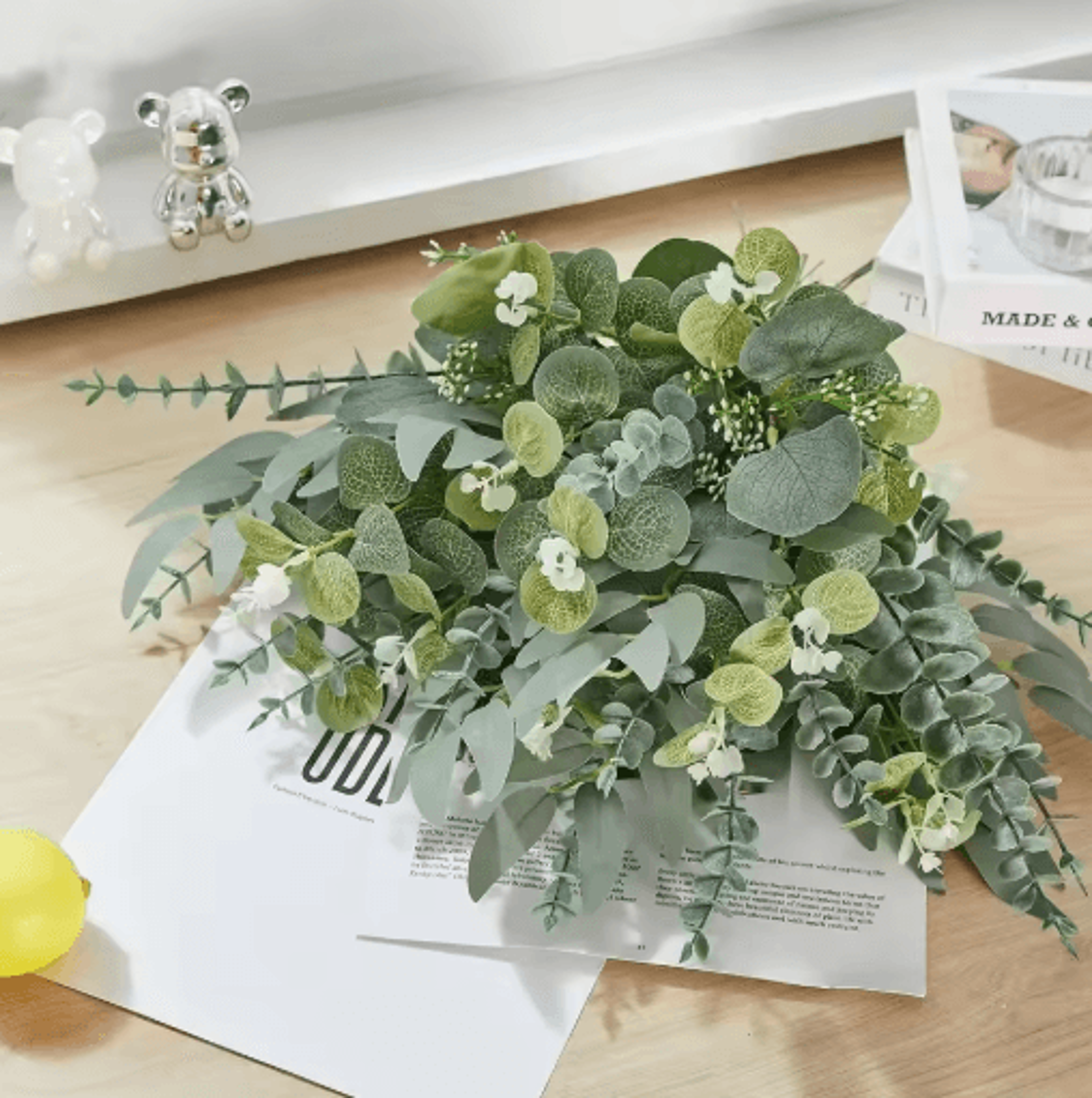 Artificial Eucalyptus Leaf Stems Greenery Bouquet Decor For Wedding  Home 6