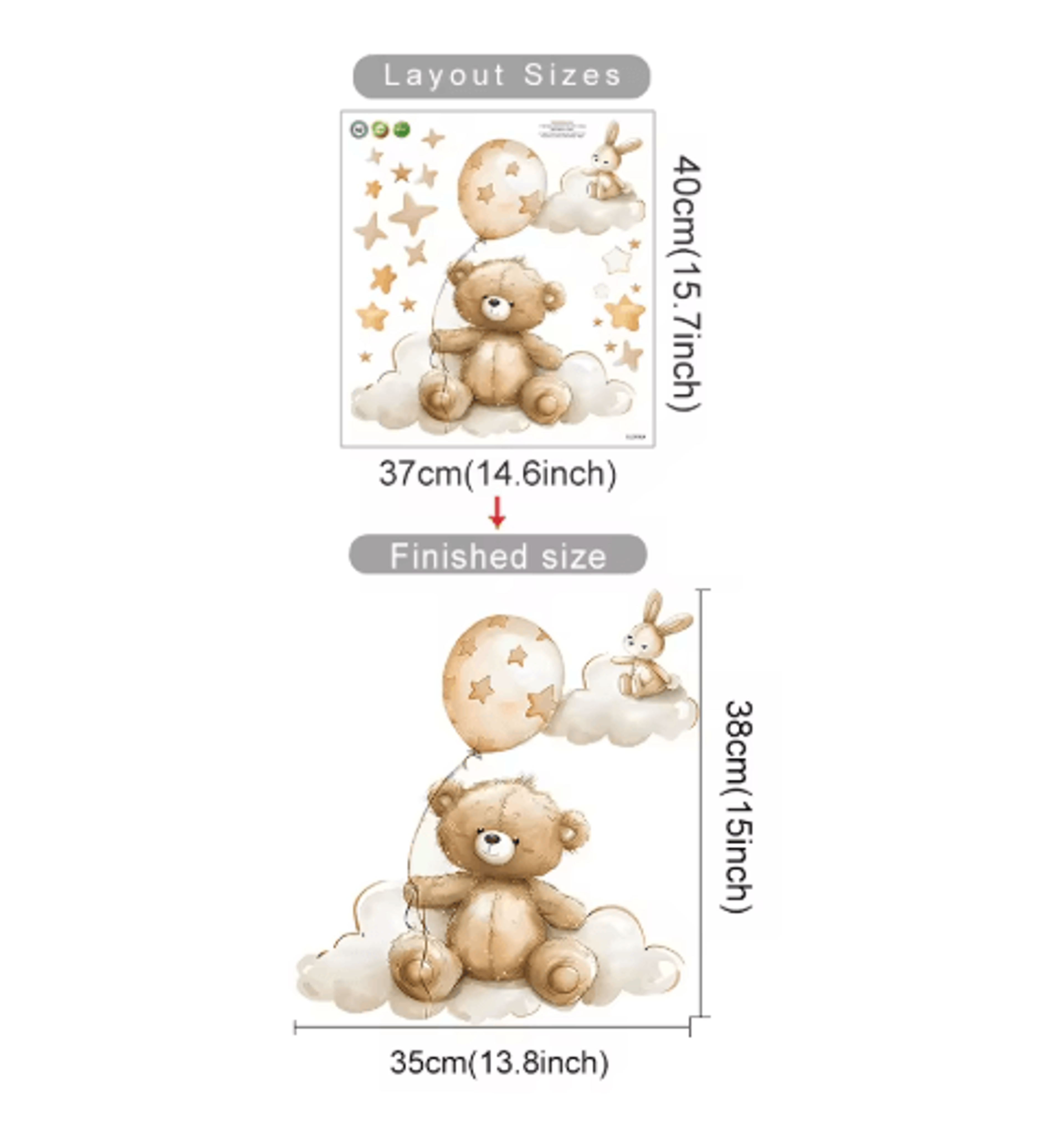 Cartoon Hot Air Balloon Animal Wall Stickers  Cute Nursery Decor For Kids Rooms 1