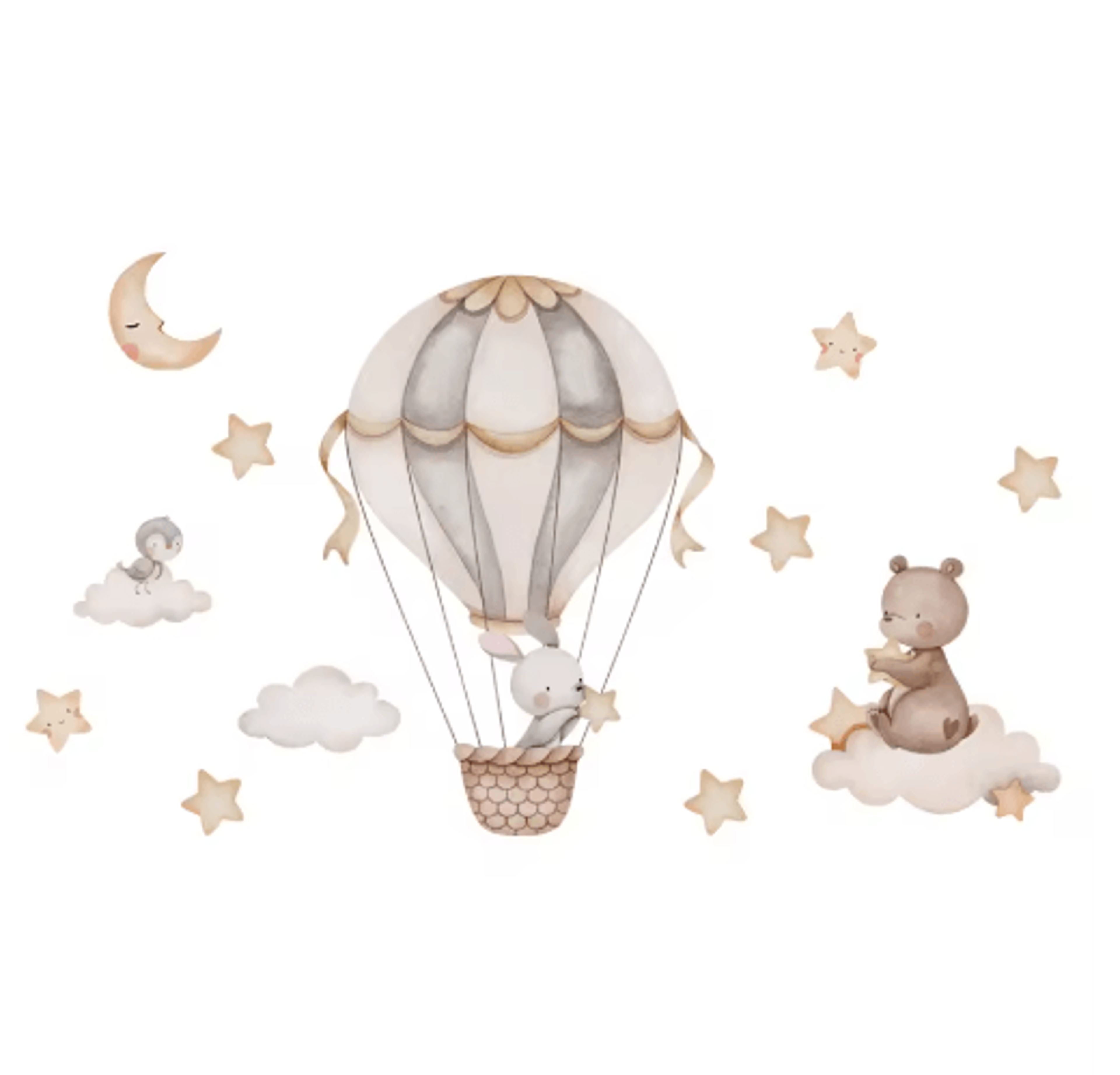 Cartoon Hot Air Balloon Animal Wall Stickers  Cute Nursery Decor For Kids Rooms 18