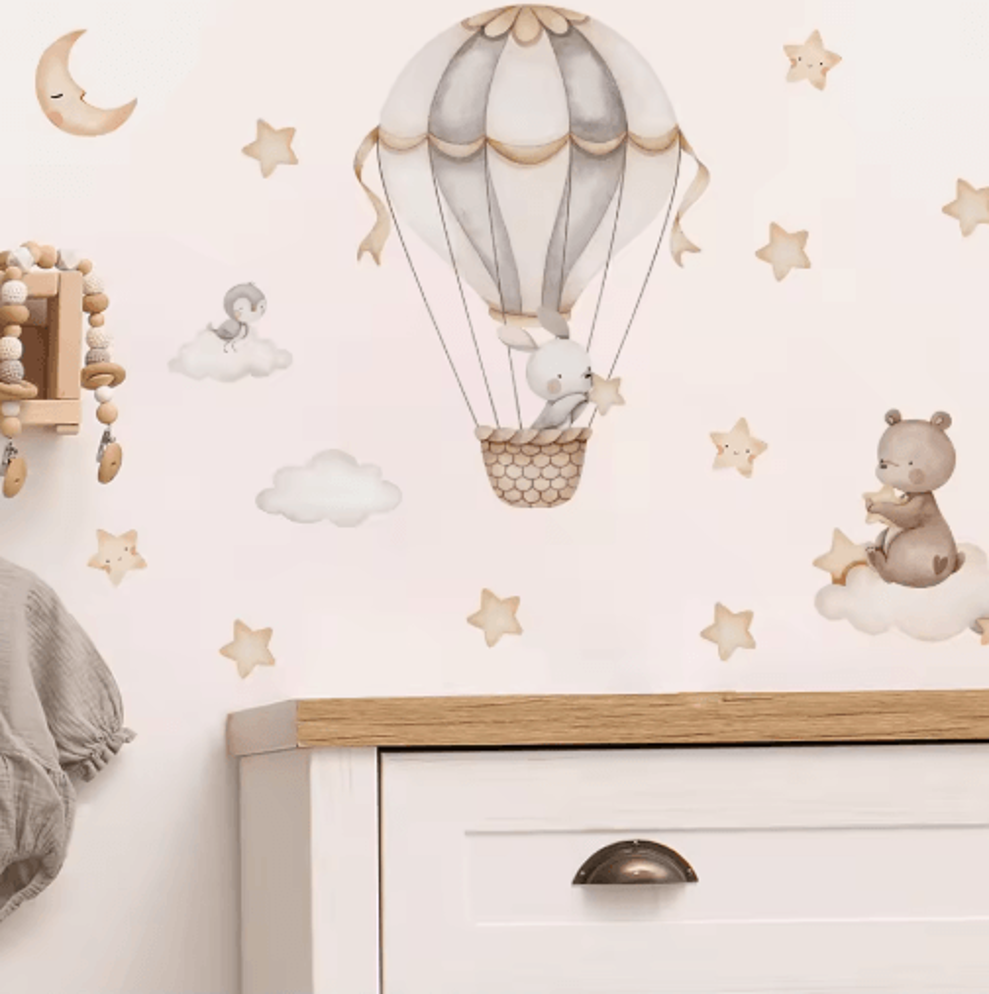 Cartoon Hot Air Balloon Animal Wall Stickers  Cute Nursery Decor For Kids Rooms 19