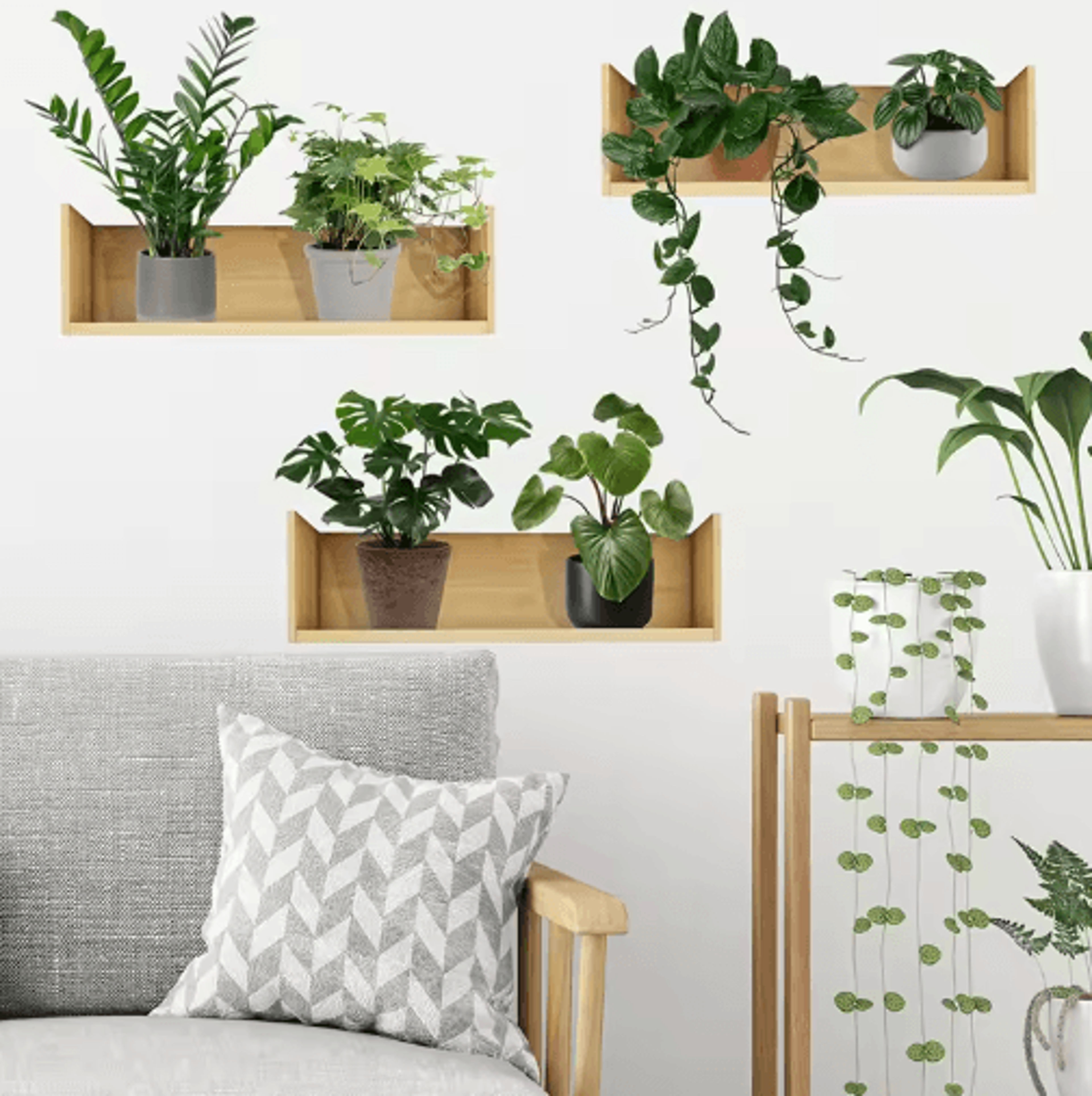 Botanical Plant Wall Sticker Set  Potted Greenery Decal For Modern Home Decor 5