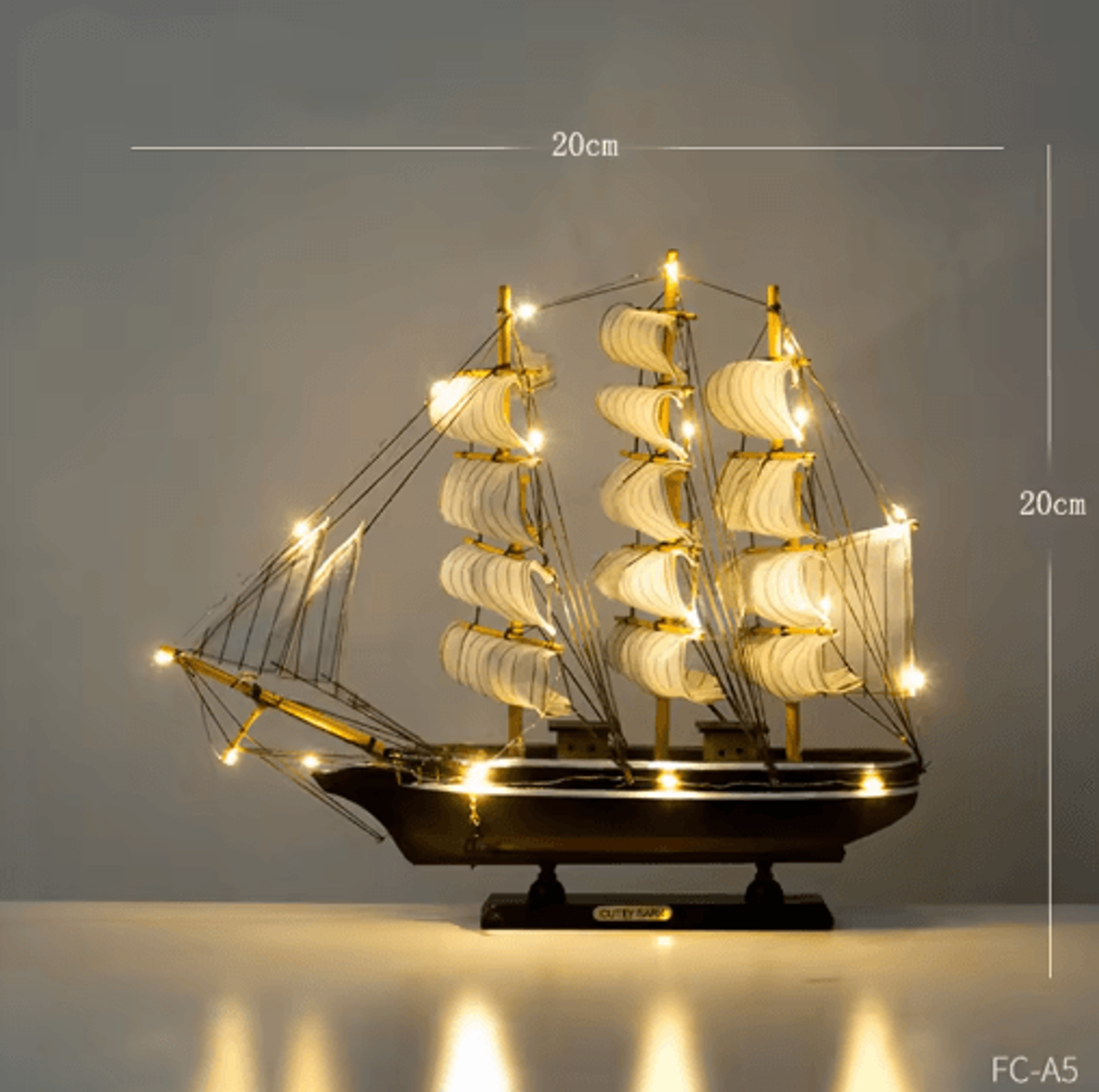 Mediterranean Wooden Sailboat Model Nautical Coastal Home Decor Accent 7