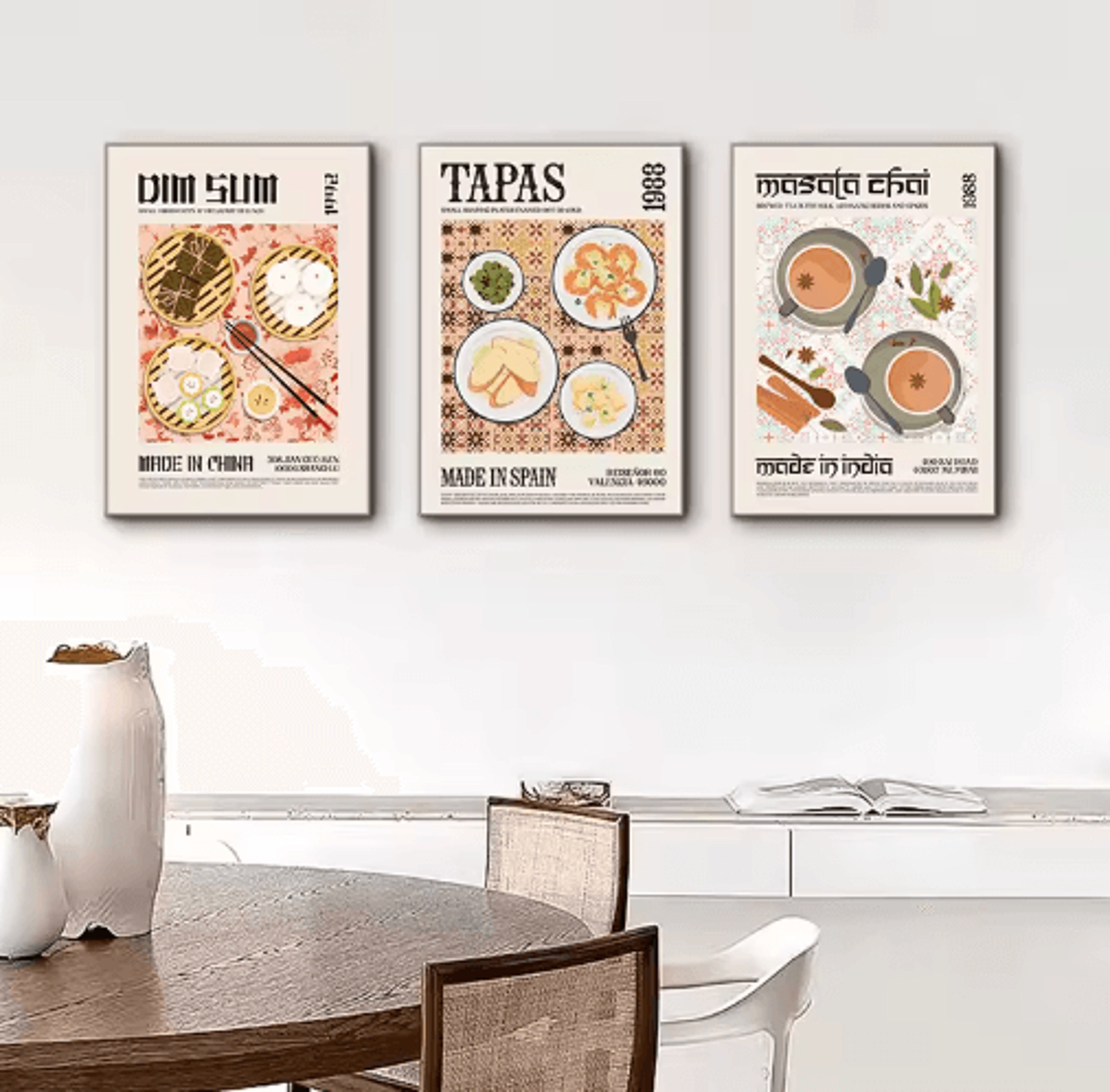 Delicious Food Wall Art Canvas World Cuisine Kitchen Poster With Ravioli Ramen  Coffee 23