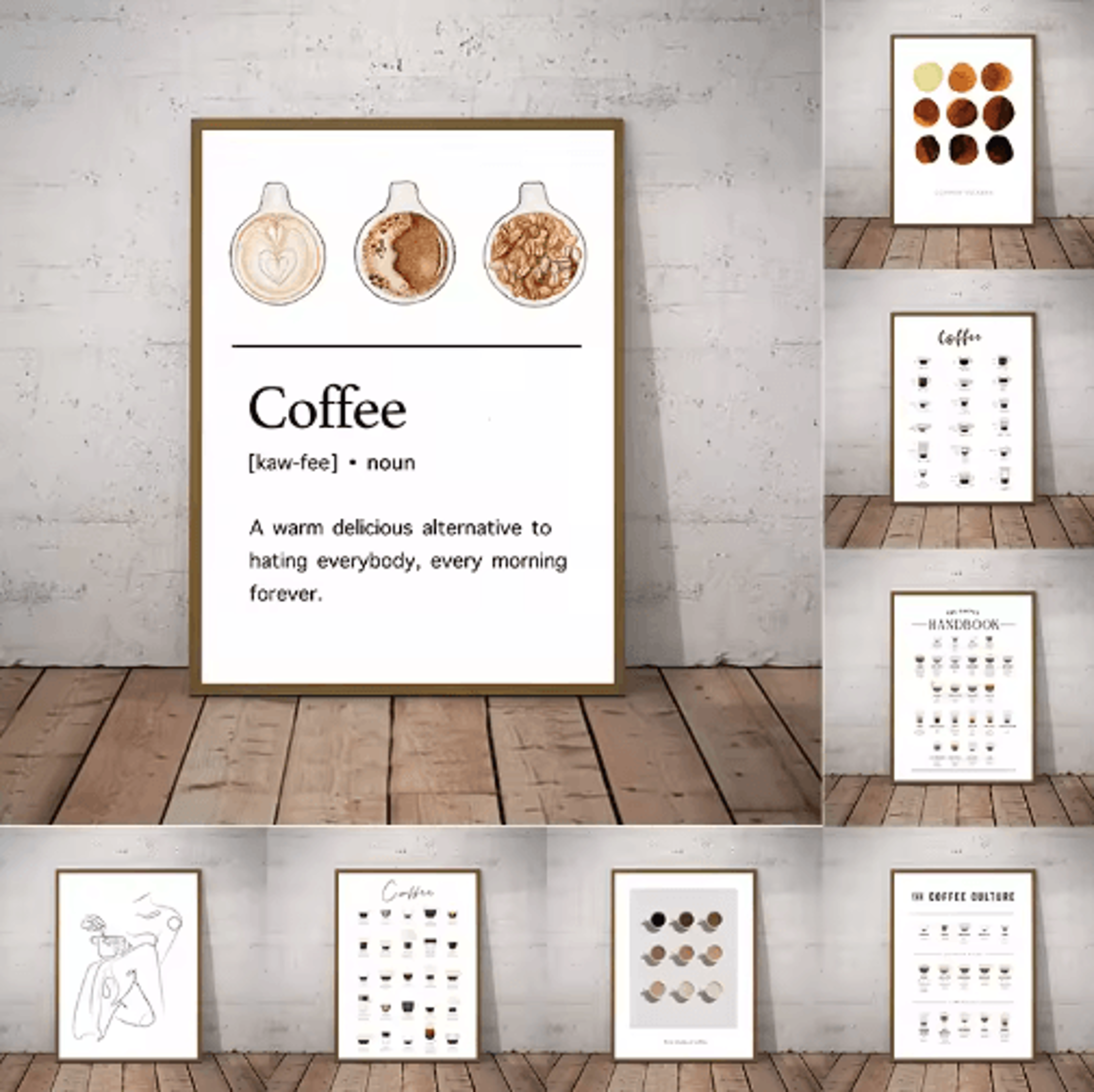 Modern Coffee Guide Poster  Coffee Menu Canvas Wall Art For Kitchen  Cafe Decor 18