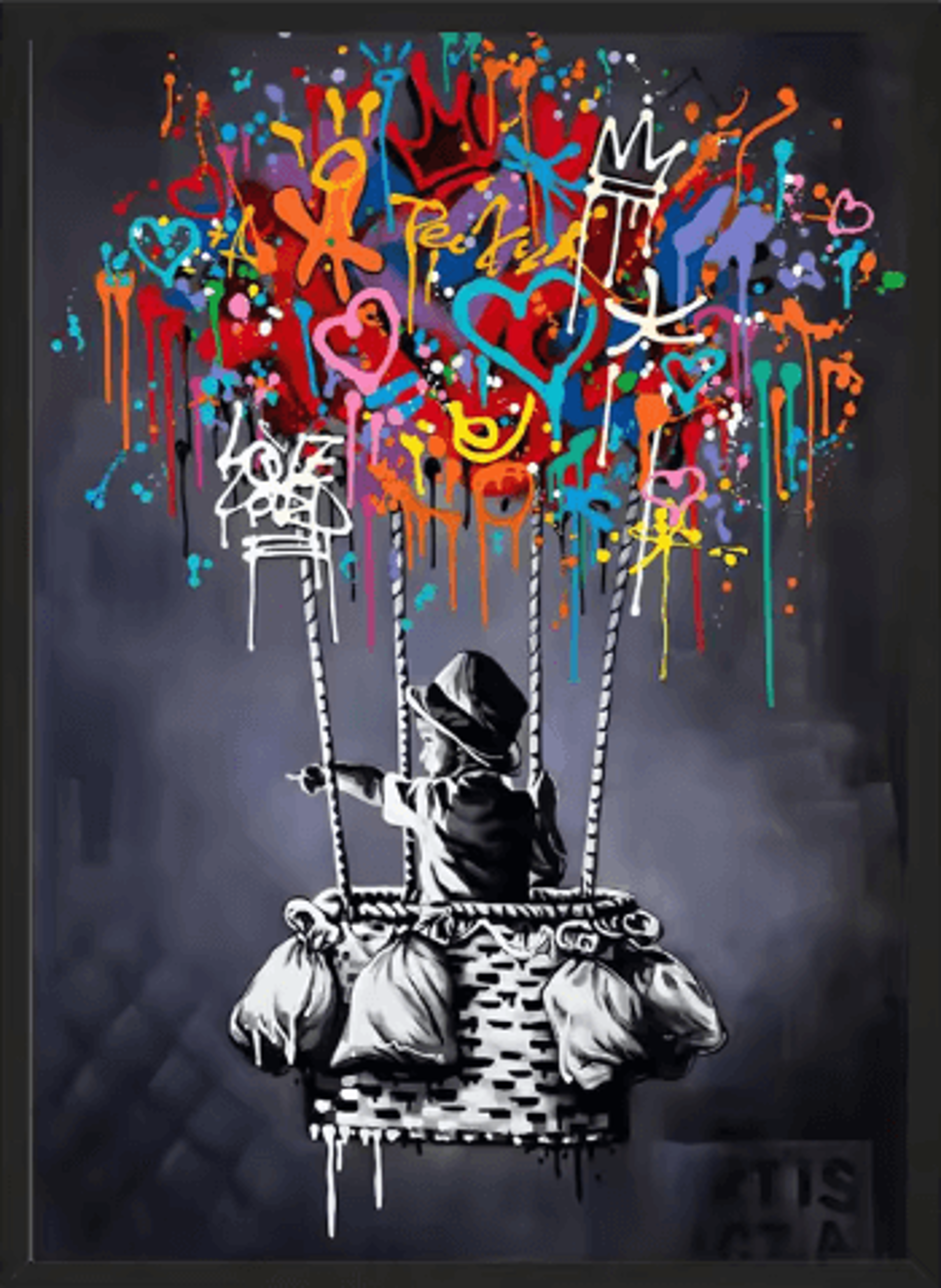 Banksy Style Graffiti Canvas Print Modern Urban Street Art Wall Poster Frameless 6