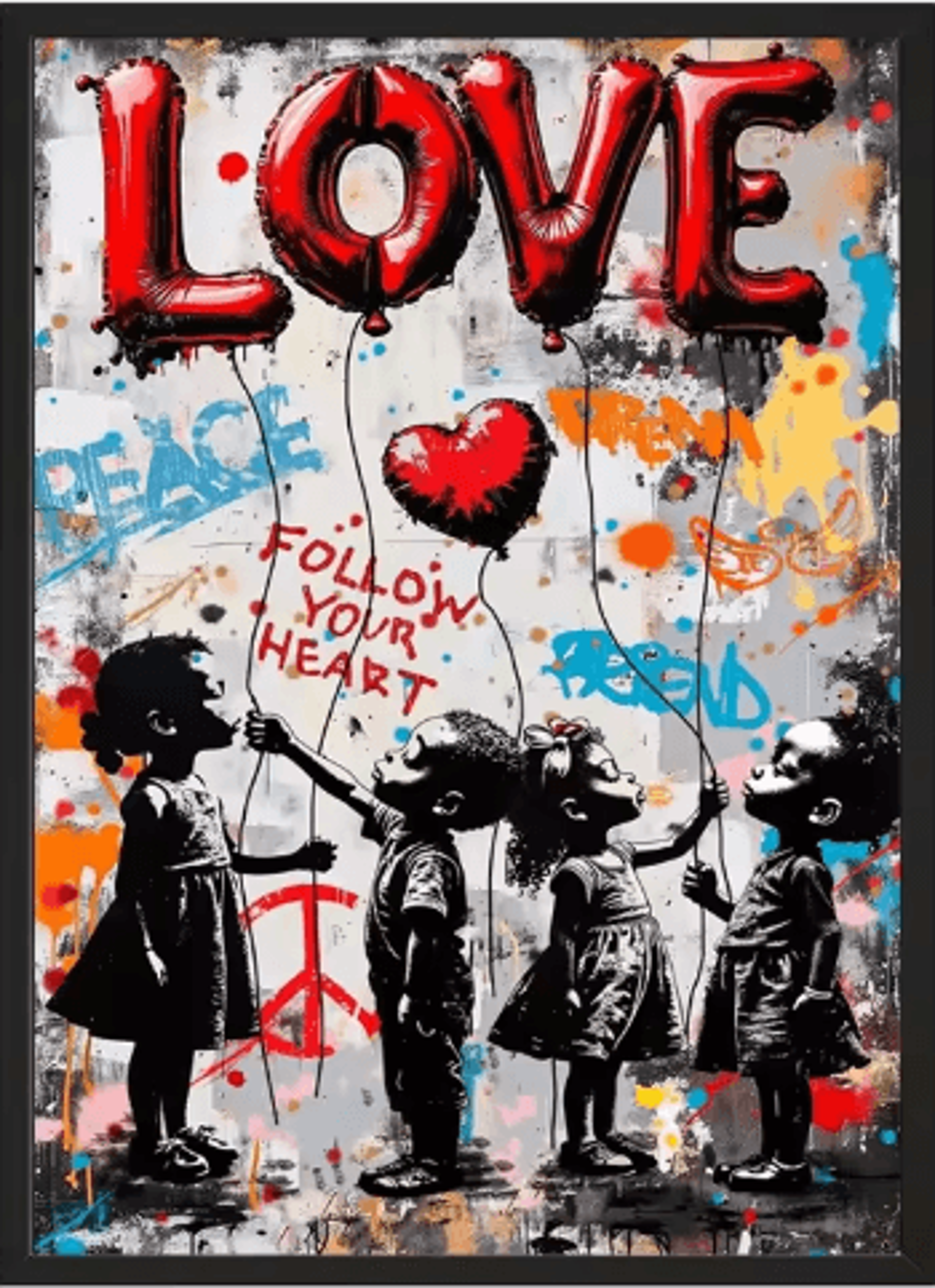 Banksy Style Graffiti Canvas Print Modern Urban Street Art Wall Poster Frameless 17