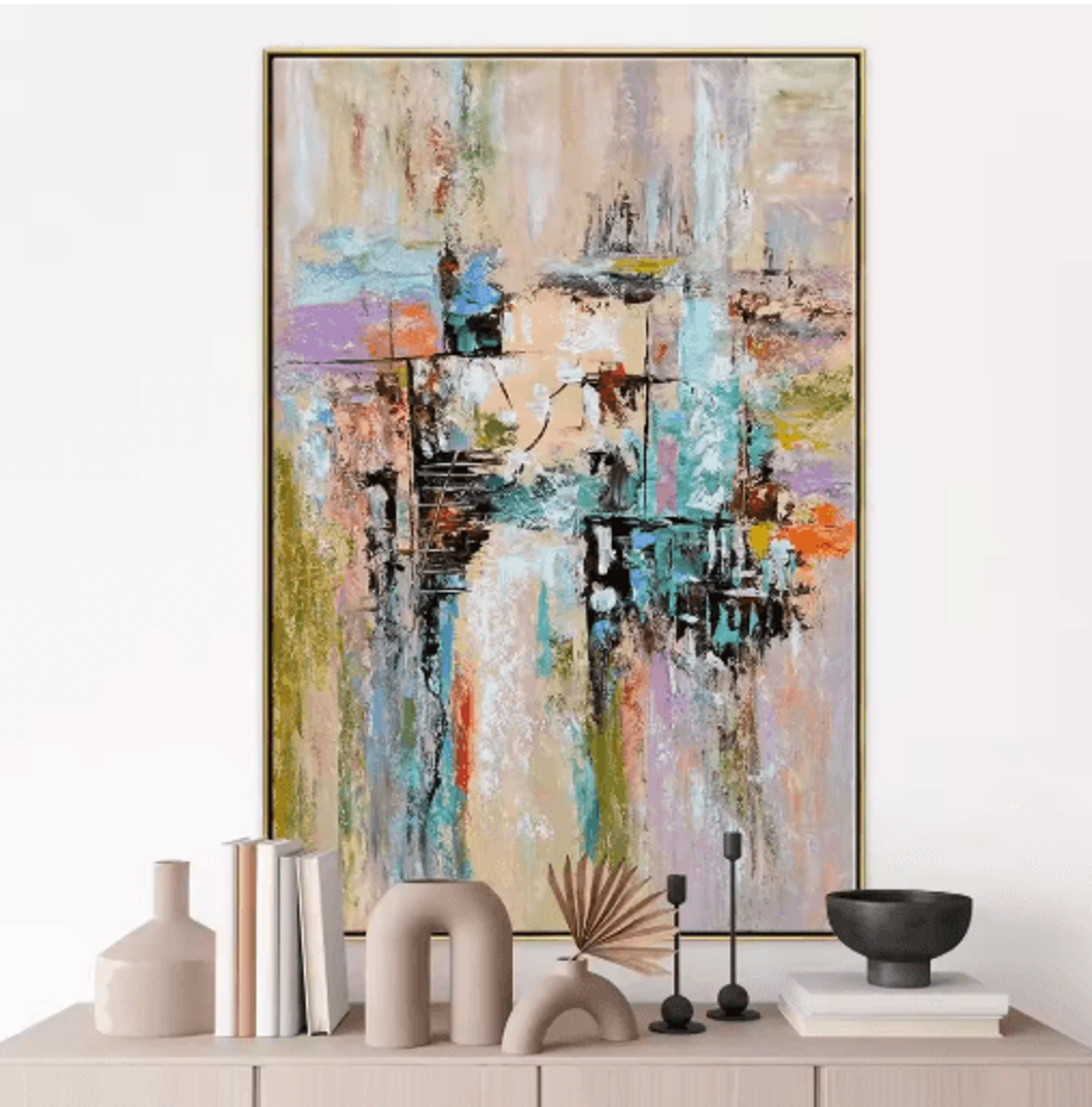 Large Abstract Texture Wall Art Handmade Gold Minimalist Canvas Painting 4