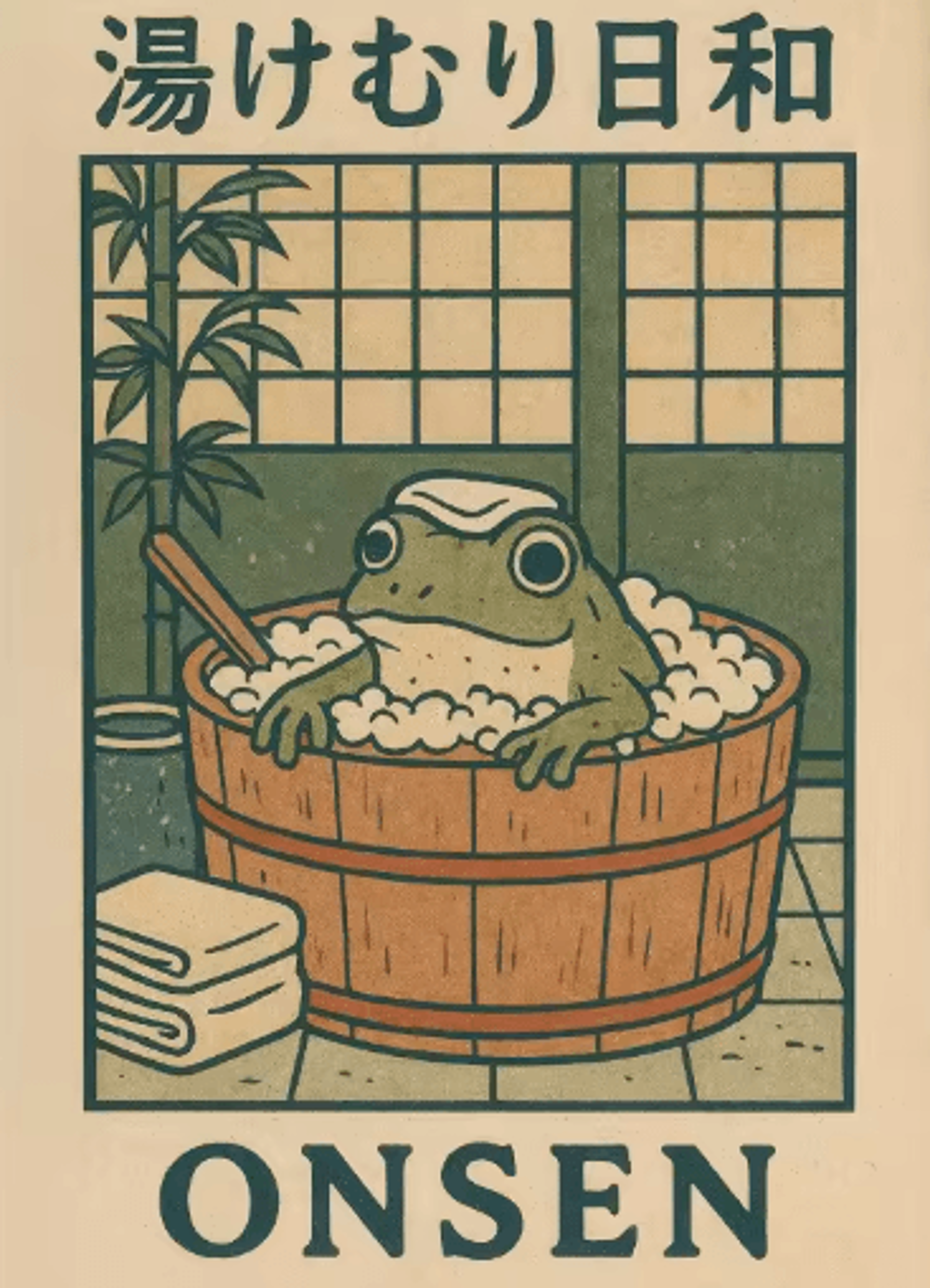 Retro Funny Frog Wall Art Japanese Woodblock Sushi Bathroom Poster 4