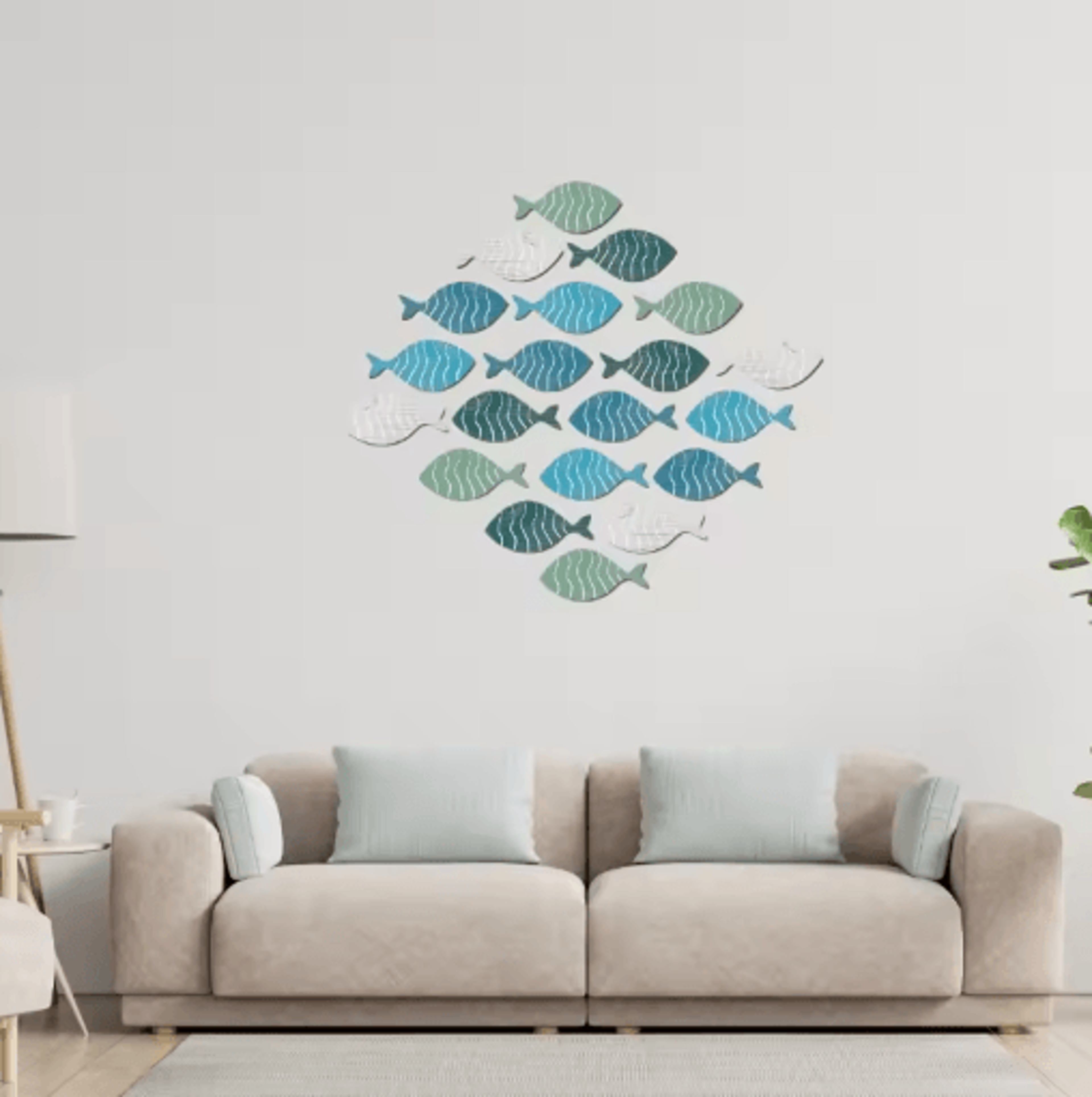 20pcs Wooden Fish Wall Decor Set Coastal Beach Hanging Nautical Art 2