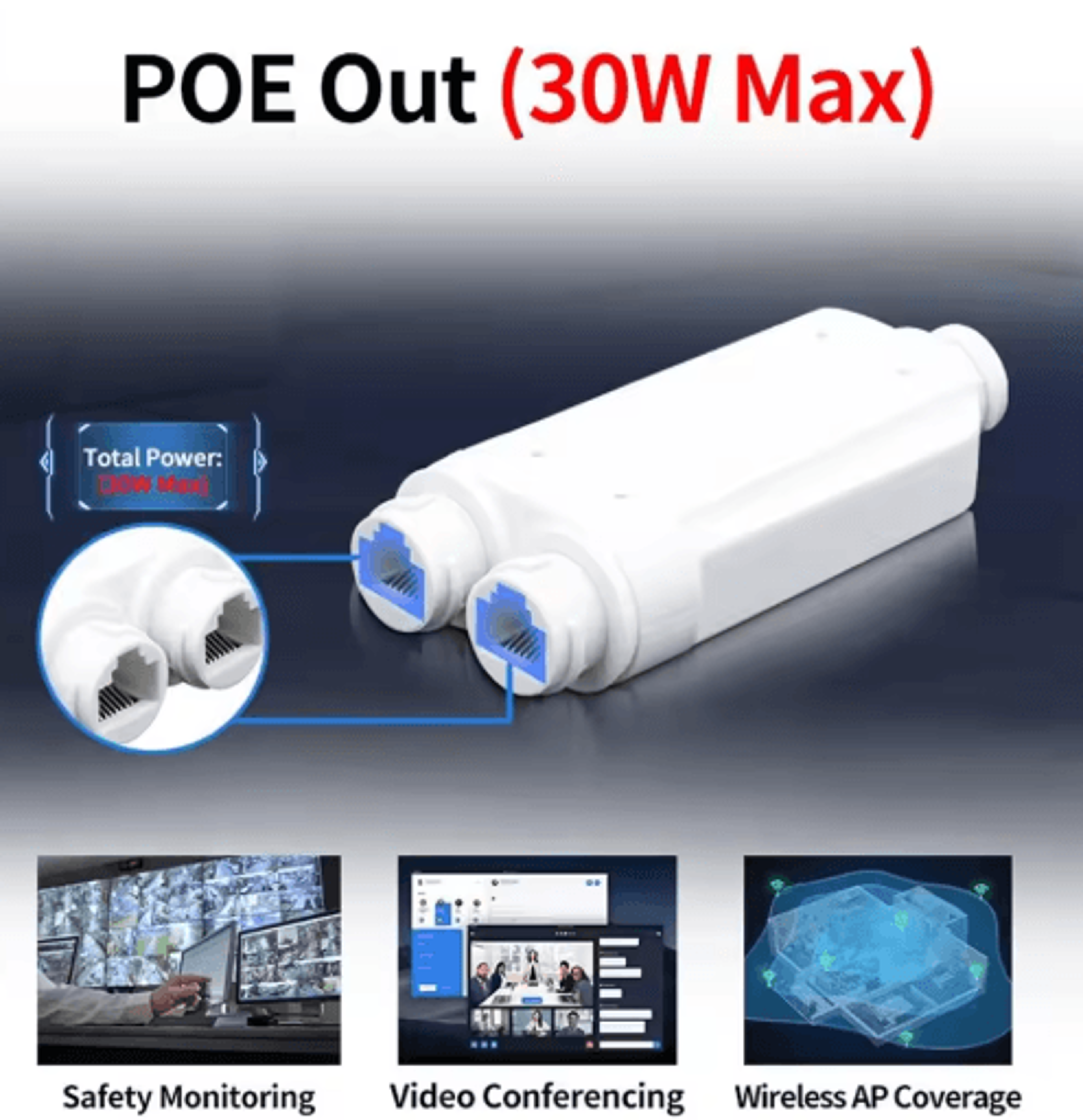 IP66 Waterproof 2Port PoE Repeater  Network Extender 5