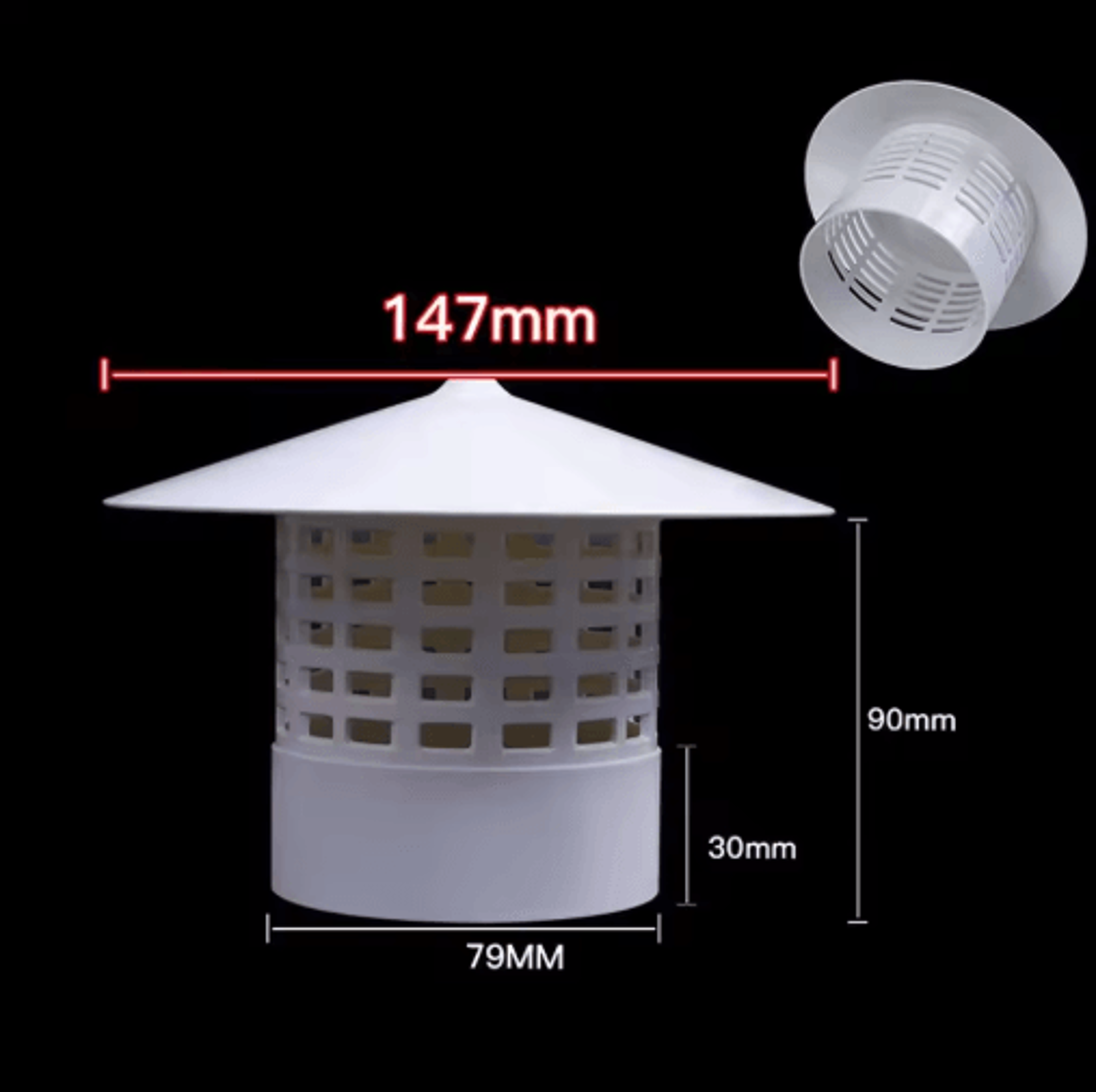 PVC Roof Vent Cap For Round Duct Ventilation  Exhaust Systems 3