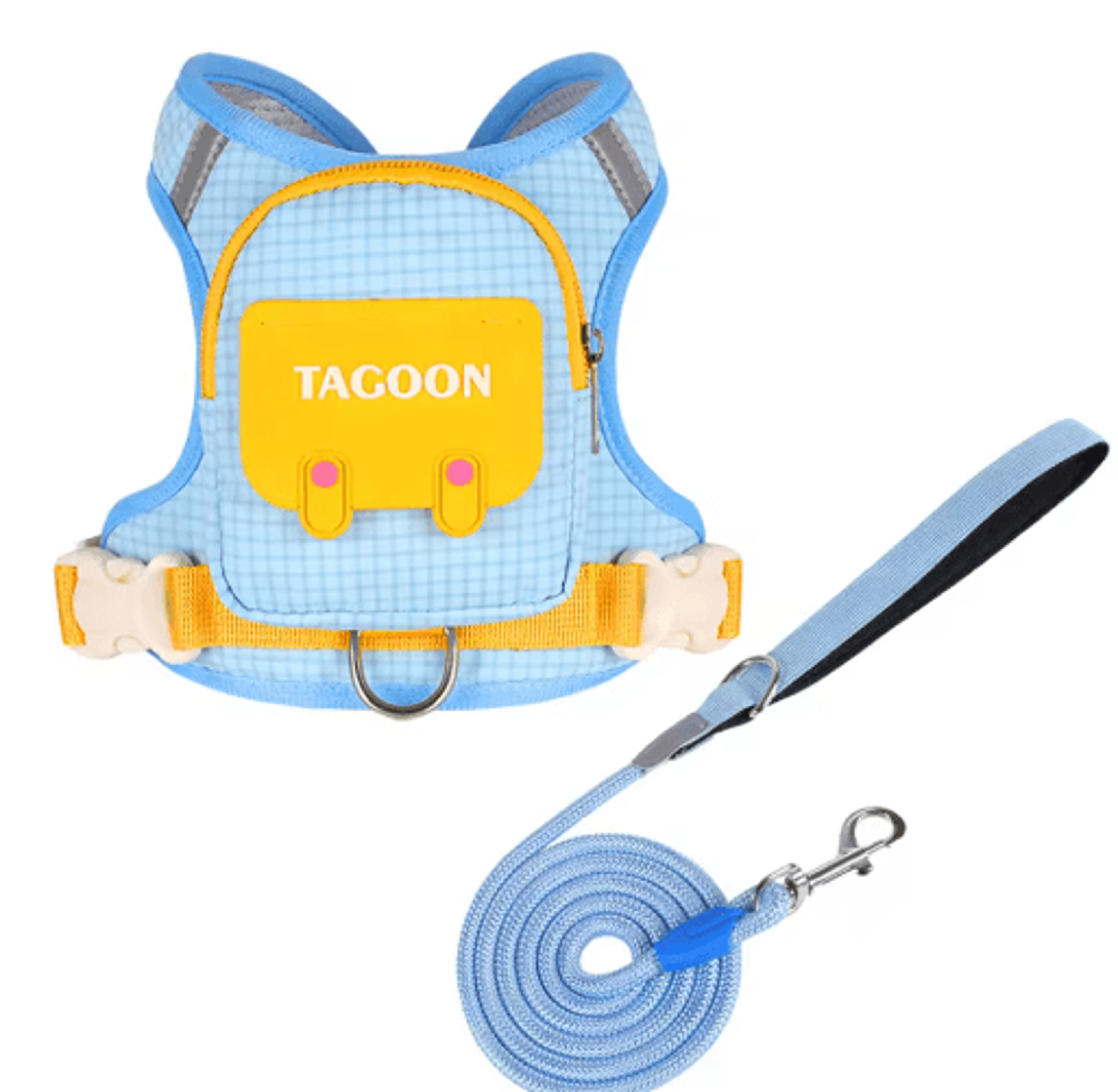 Adjustable Reflective Dog  Cat Harness With Leash And Backpack Set 1