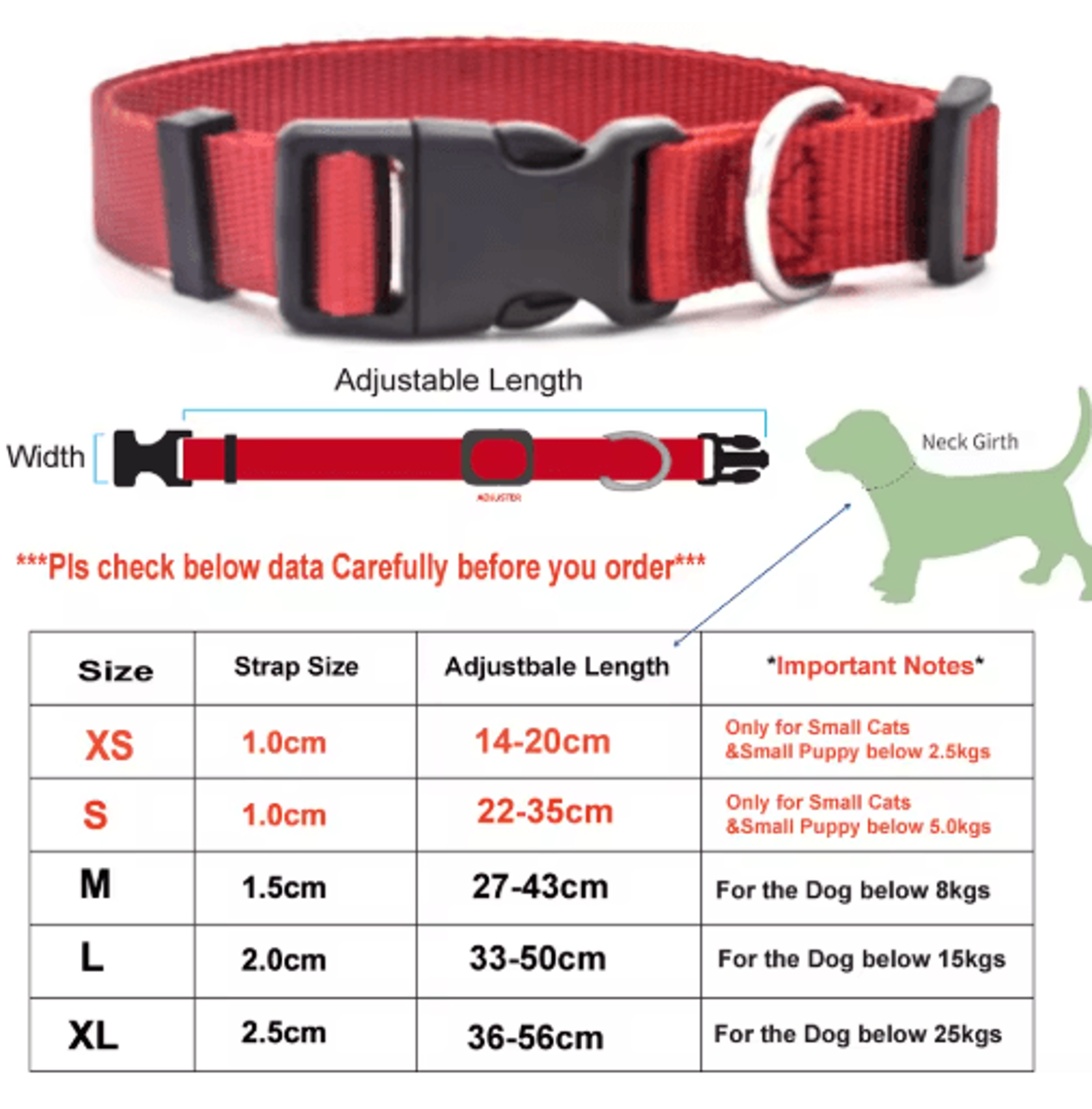 Adjustable Nylon Pet Collar For Puppies Kittens Dogs  Cats 11