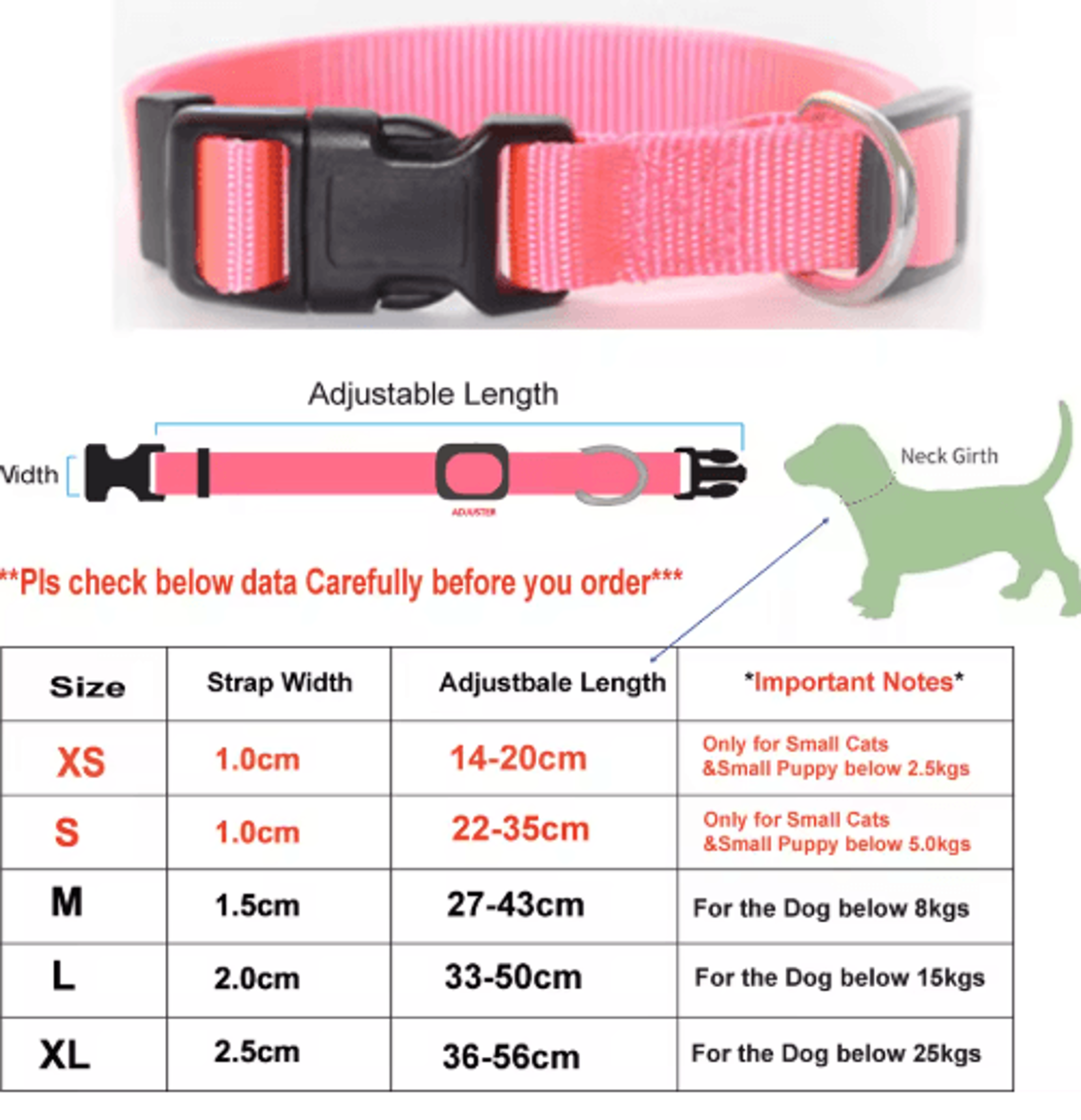 Adjustable Nylon Pet Collar For Puppies Kittens Dogs  Cats 6