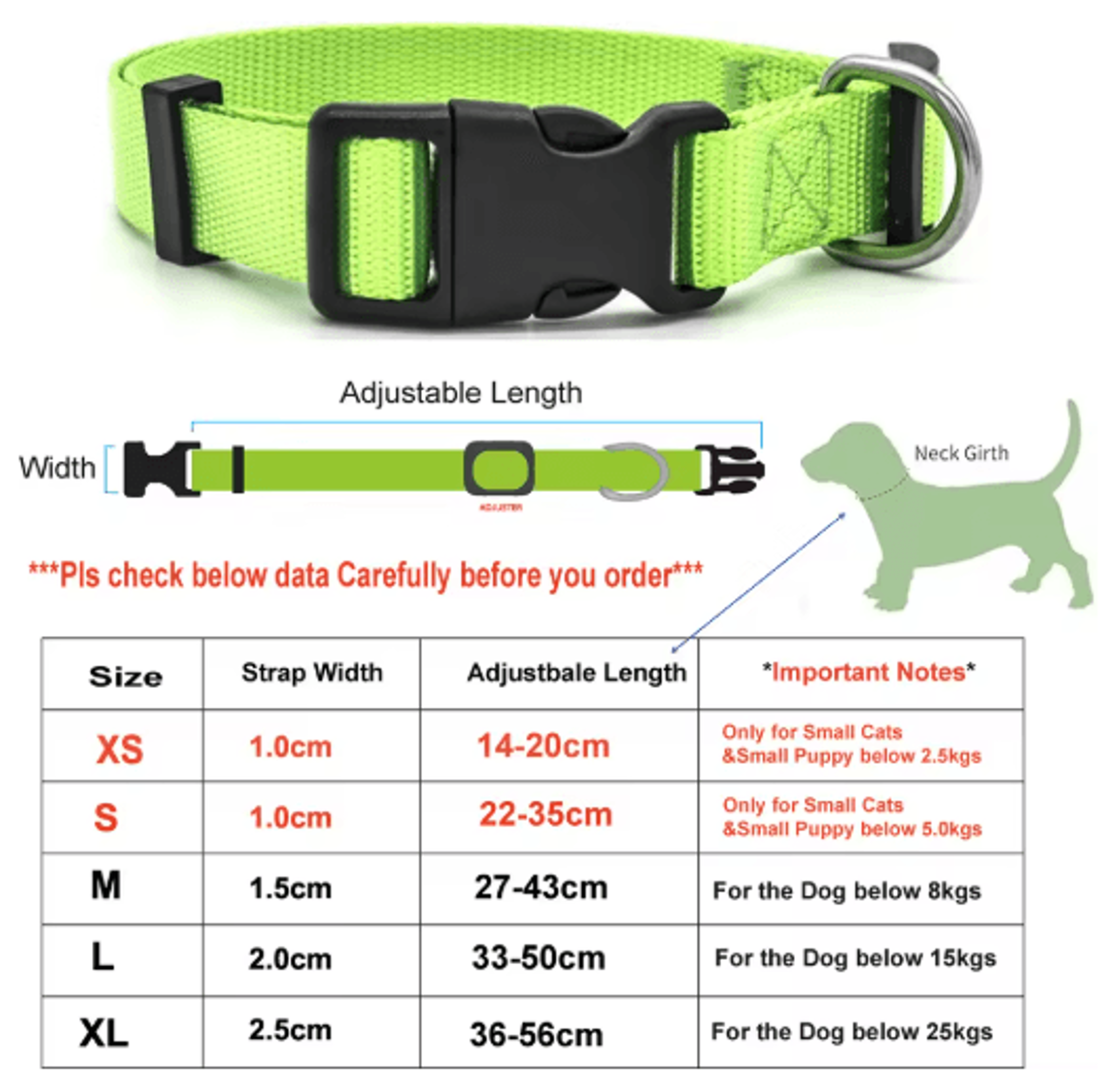 Adjustable Nylon Pet Collar For Puppies Kittens Dogs  Cats 9