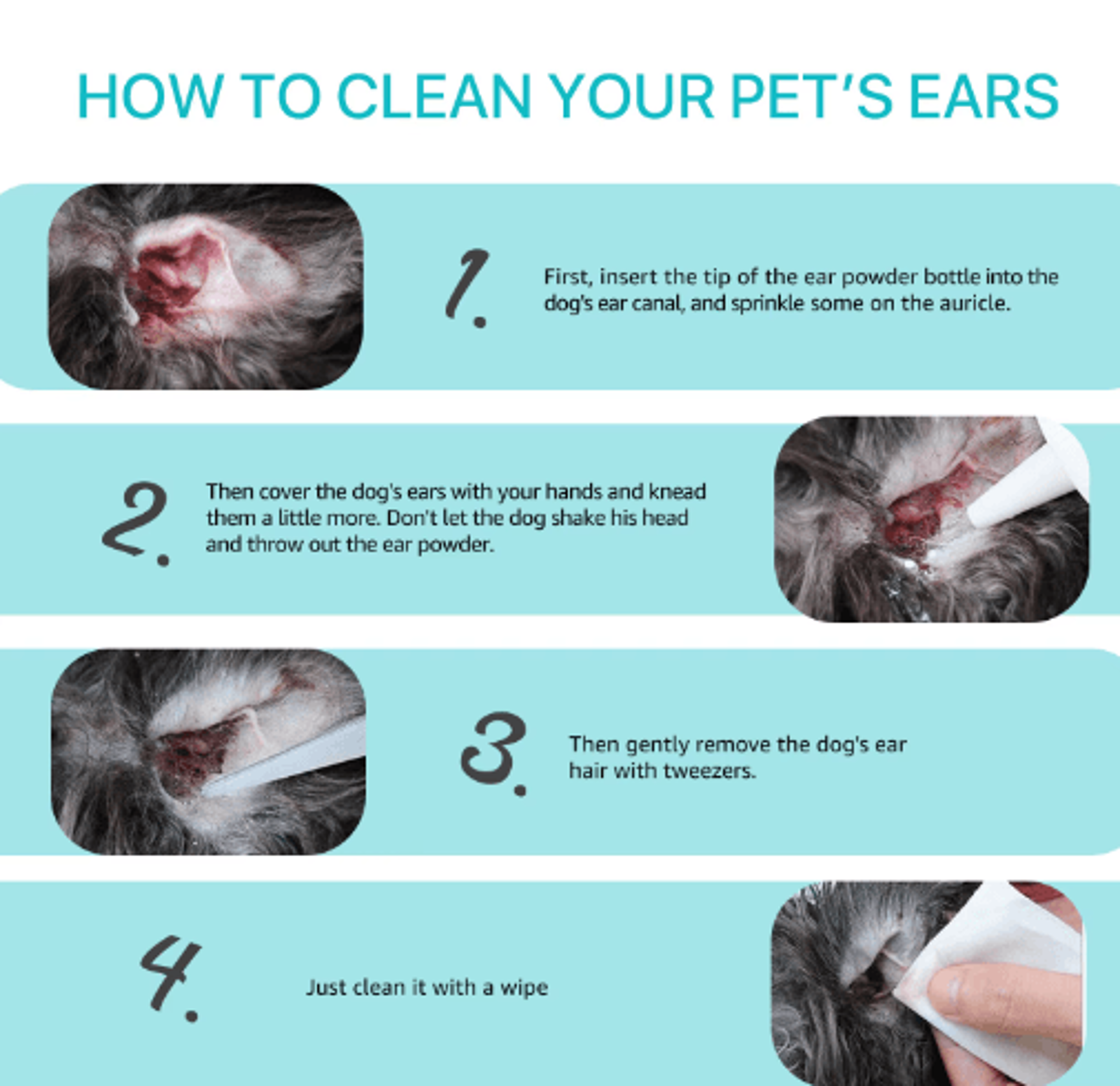 Pet Ear Hair Removal Powder  Gentle Ear Cleaning Powder For Dogs  Cats 30g 3