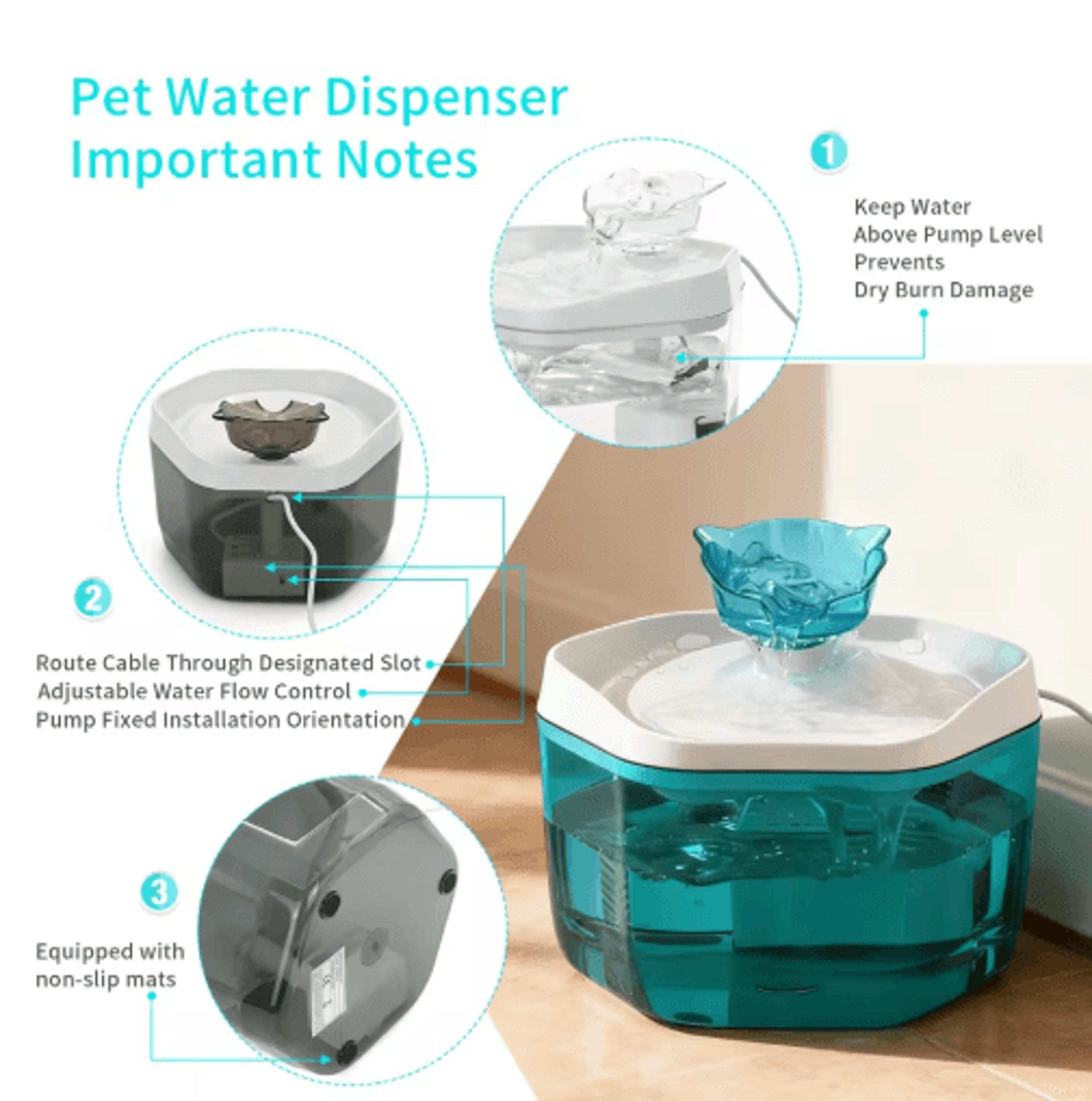 12L USB Cat Water Fountain  Automatic Pet Drinking Fountain For Cats  Small Dogs 5