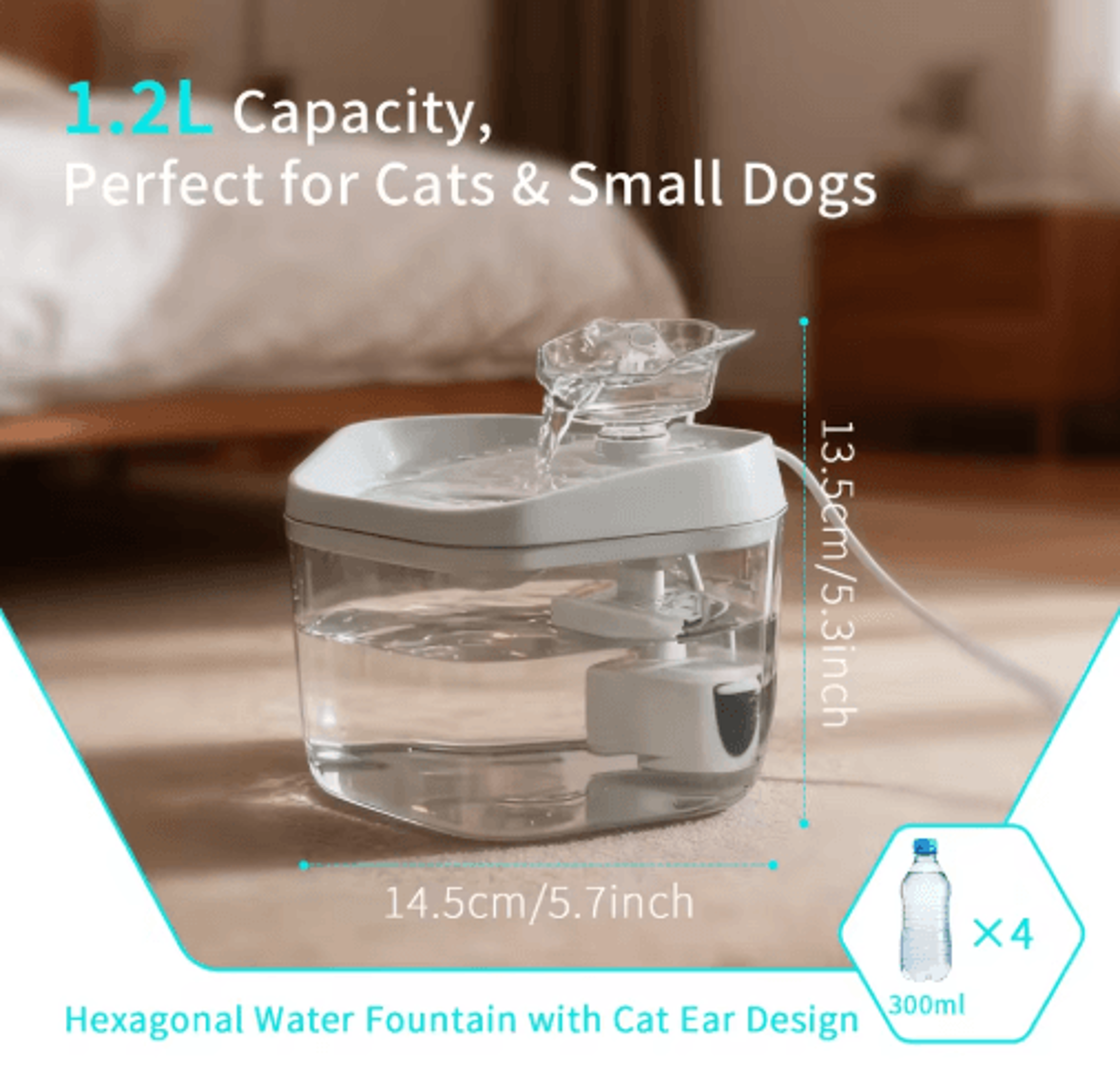 12L USB Cat Water Fountain  Automatic Pet Drinking Fountain For Cats  Small Dogs 7
