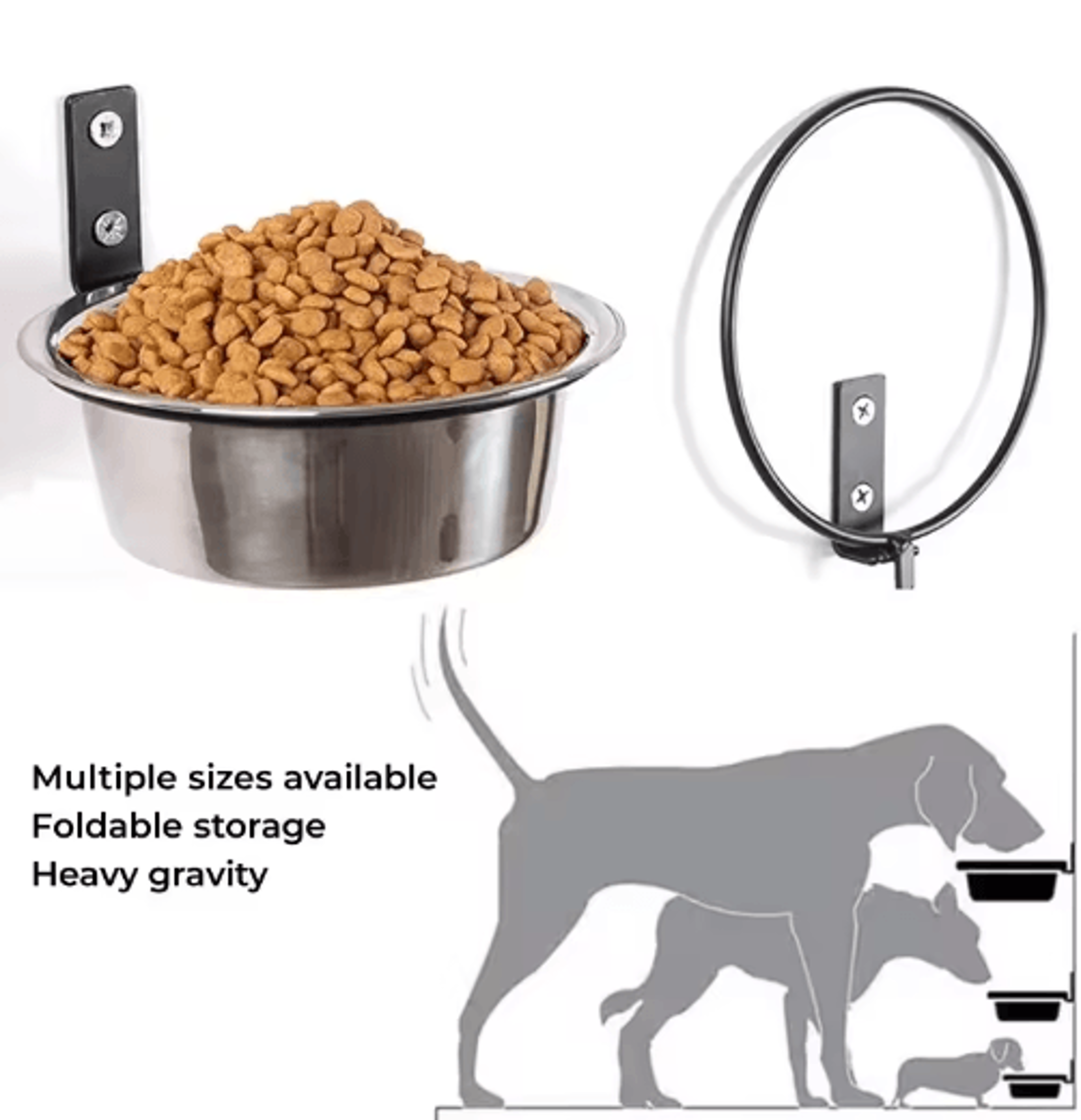 Wall Mounted Stainless Steel Elevated Pet Feeding Bowl For Dogs  Cats 6