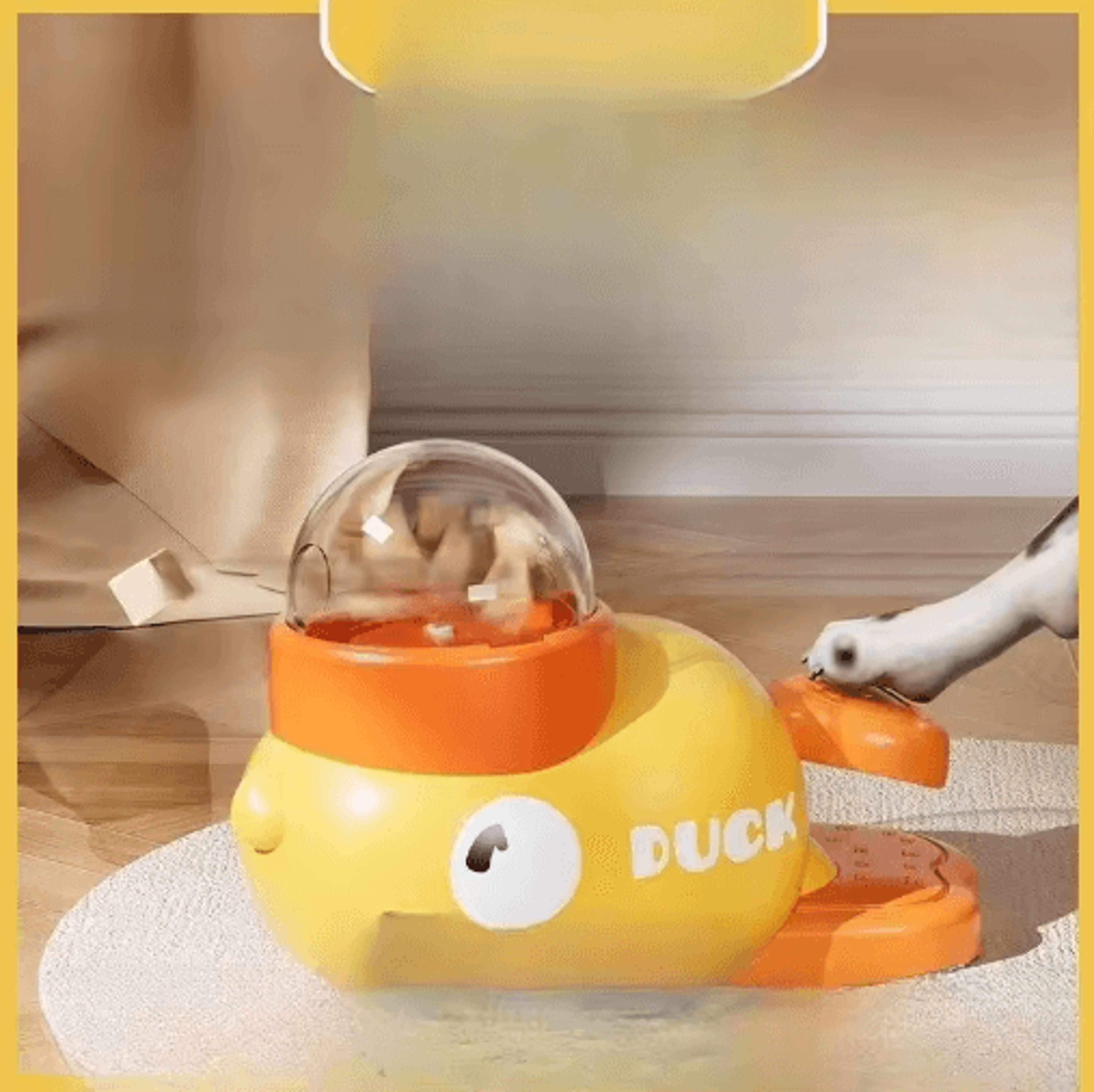 Yellow Duck Interactive Treat Dispensing Cat Toy With Snack Launcher 6