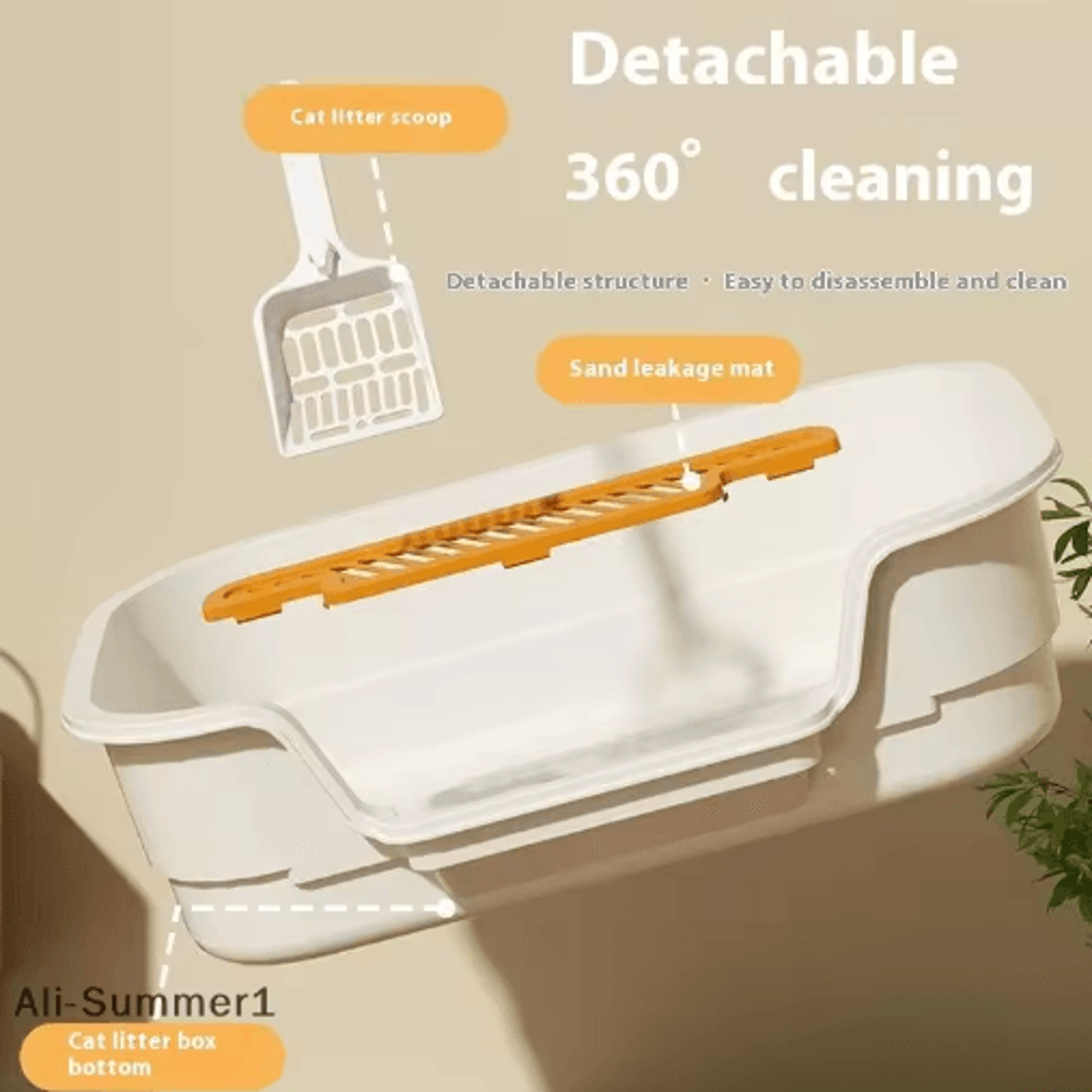 FreshNest Semi Enclosed Cat Litter Box Large Capacity OdorResistant Pet Toilet 11
