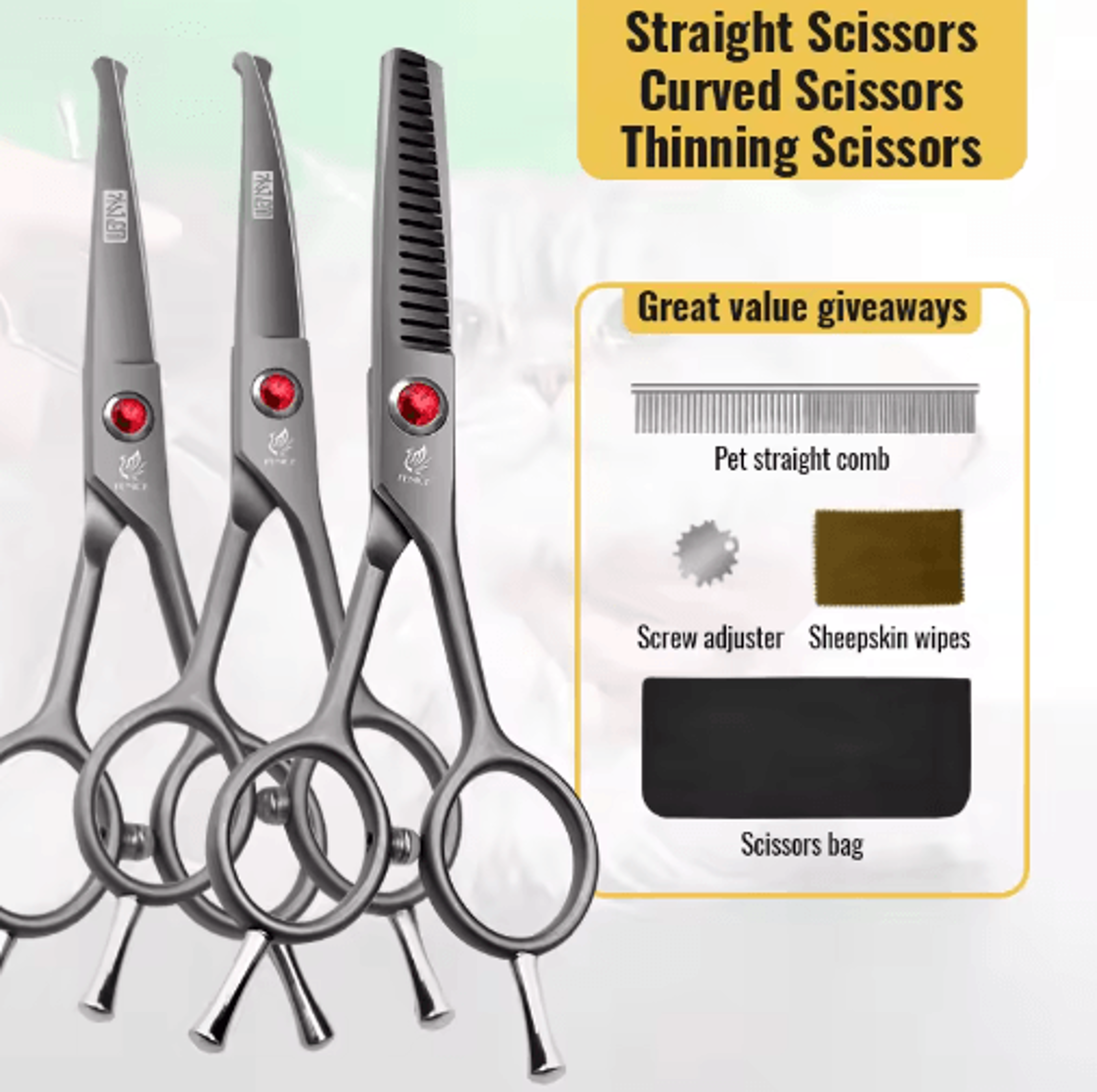 Fenice Professional Round Tip Pet Grooming Scissors  Safe Trimming Tool For Eyes Face  Paws 3