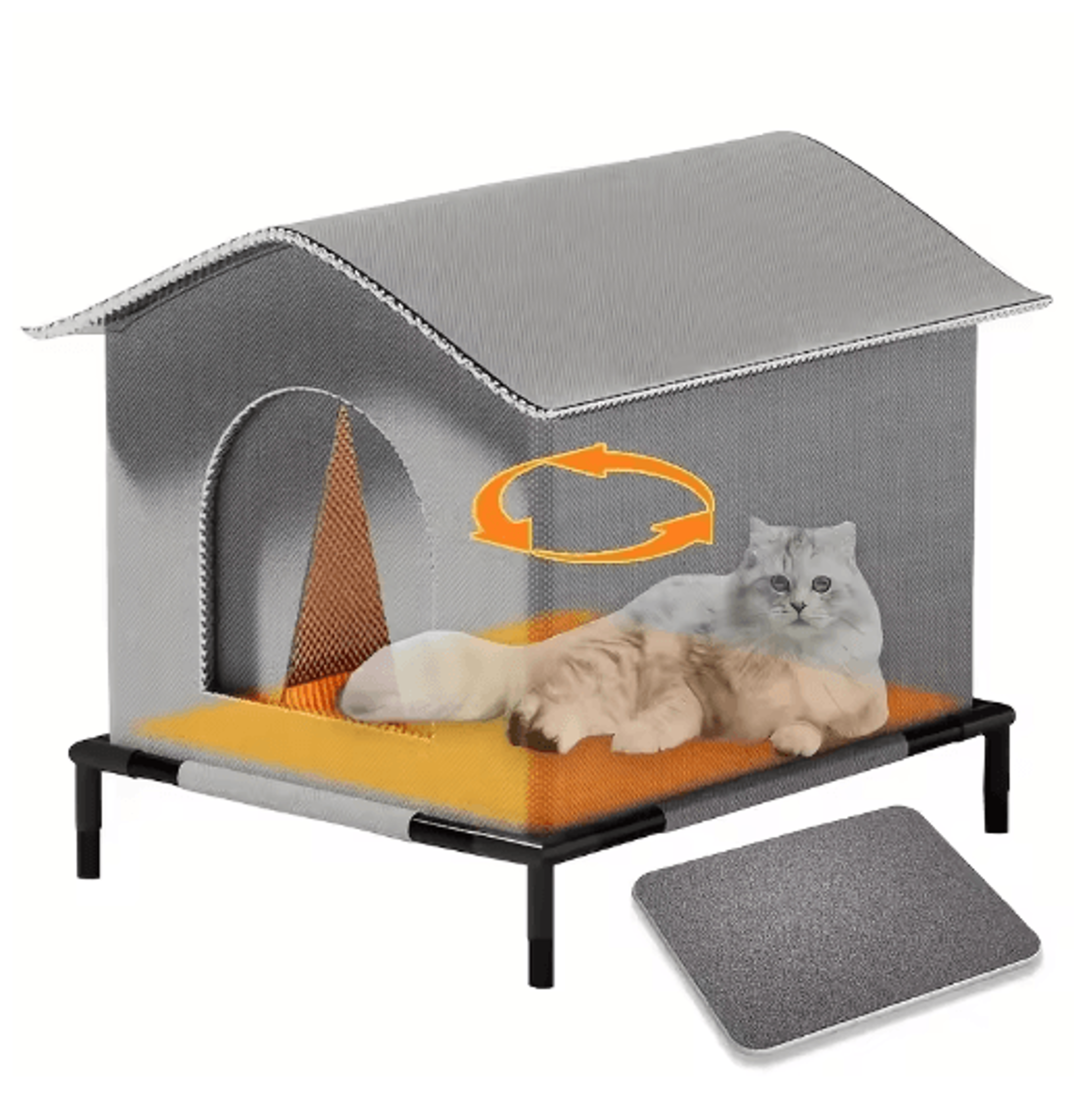 Weather Shield Outdoor Cat House With Stand Insulated Oxford Cloth Pet Shelter 10