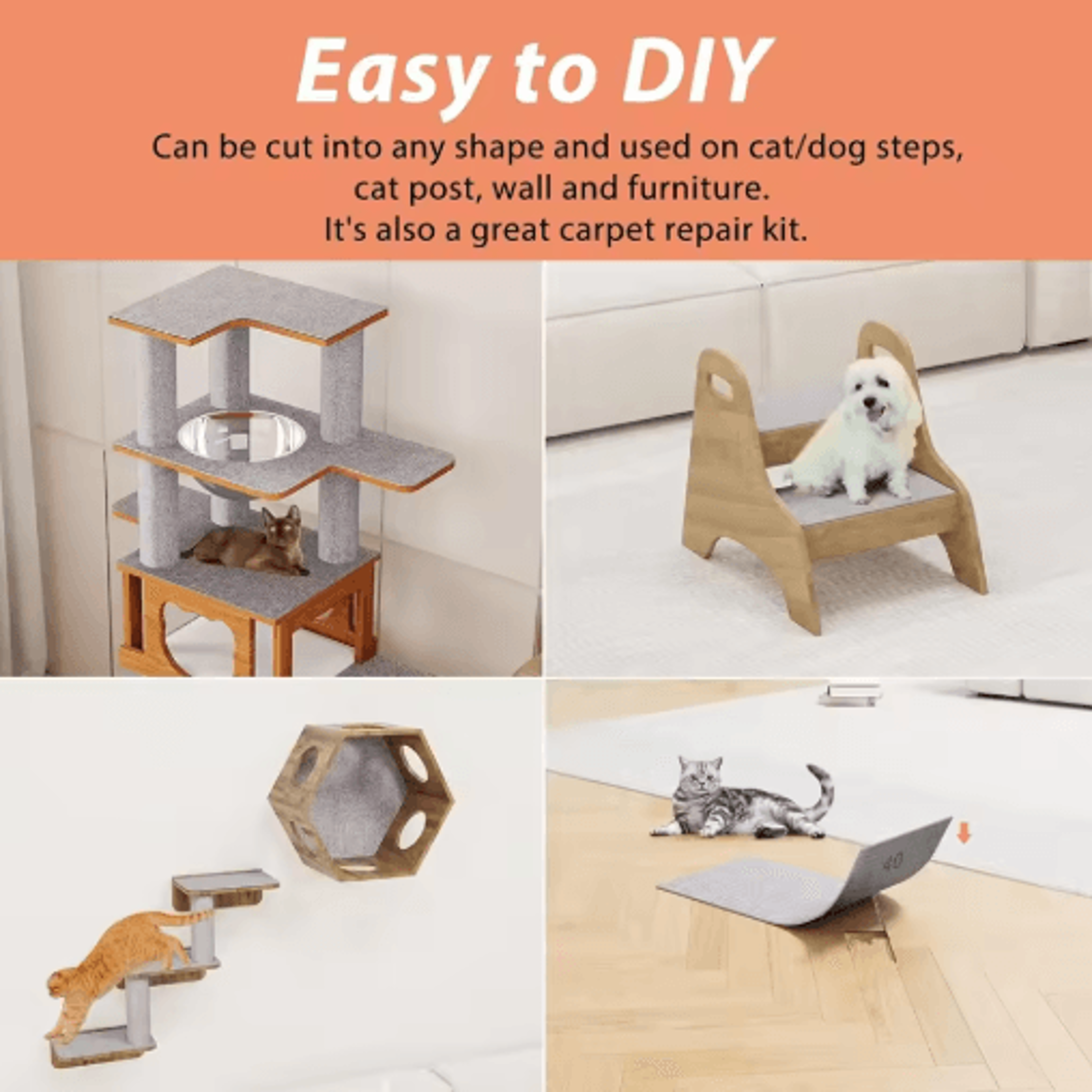 SelfAdhesive Cat Scratch Protector Mat  Freeform Furniture Protection Carpet For Cats 11