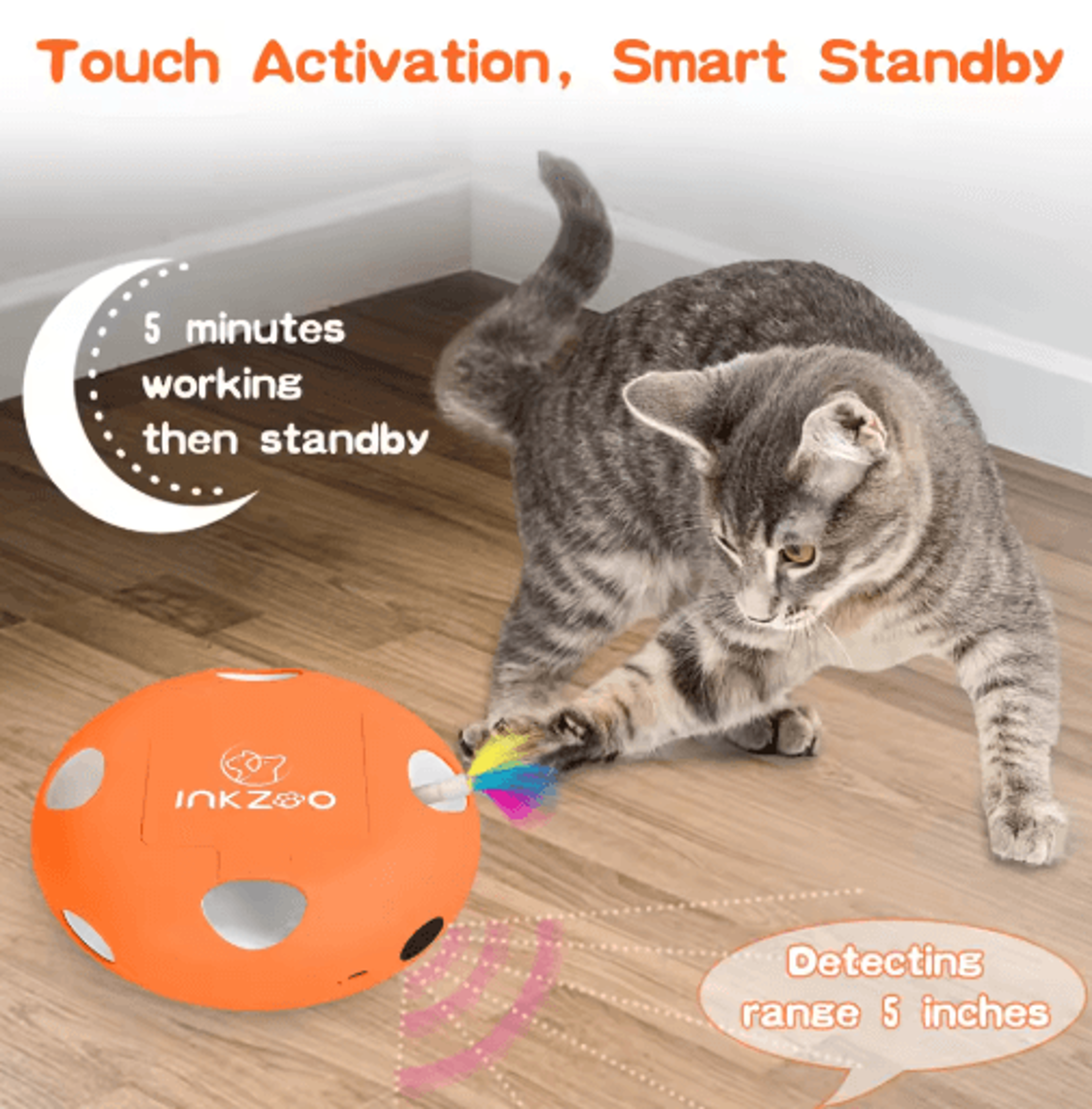 INKZOO Interactive Cat Toy Smart Automatic 7Hole WhackAMole Mouse Toy 15