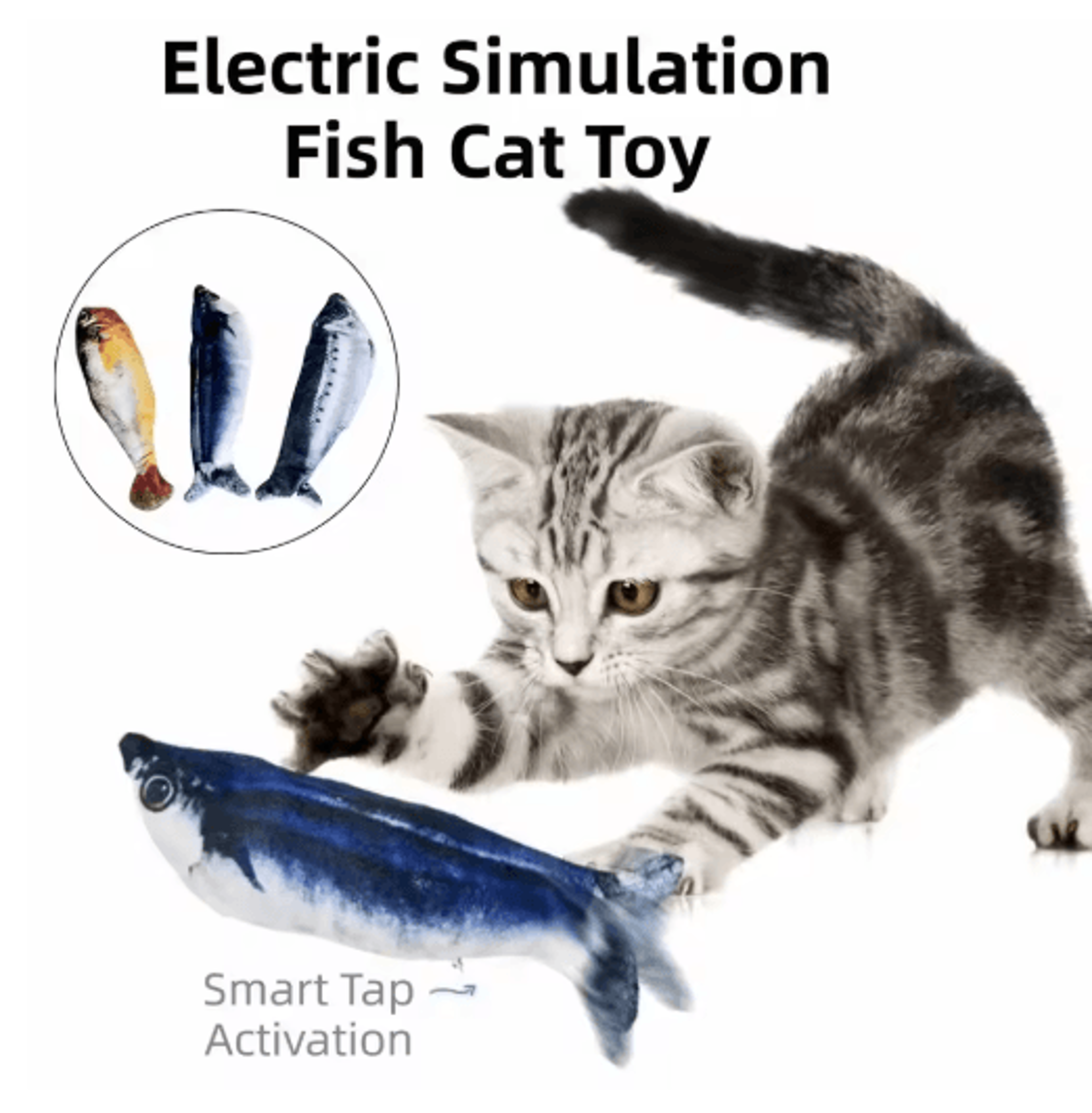 Interactive Flopping Fish Cat Toy With Motion Sensor  Wagging Tail Action 7