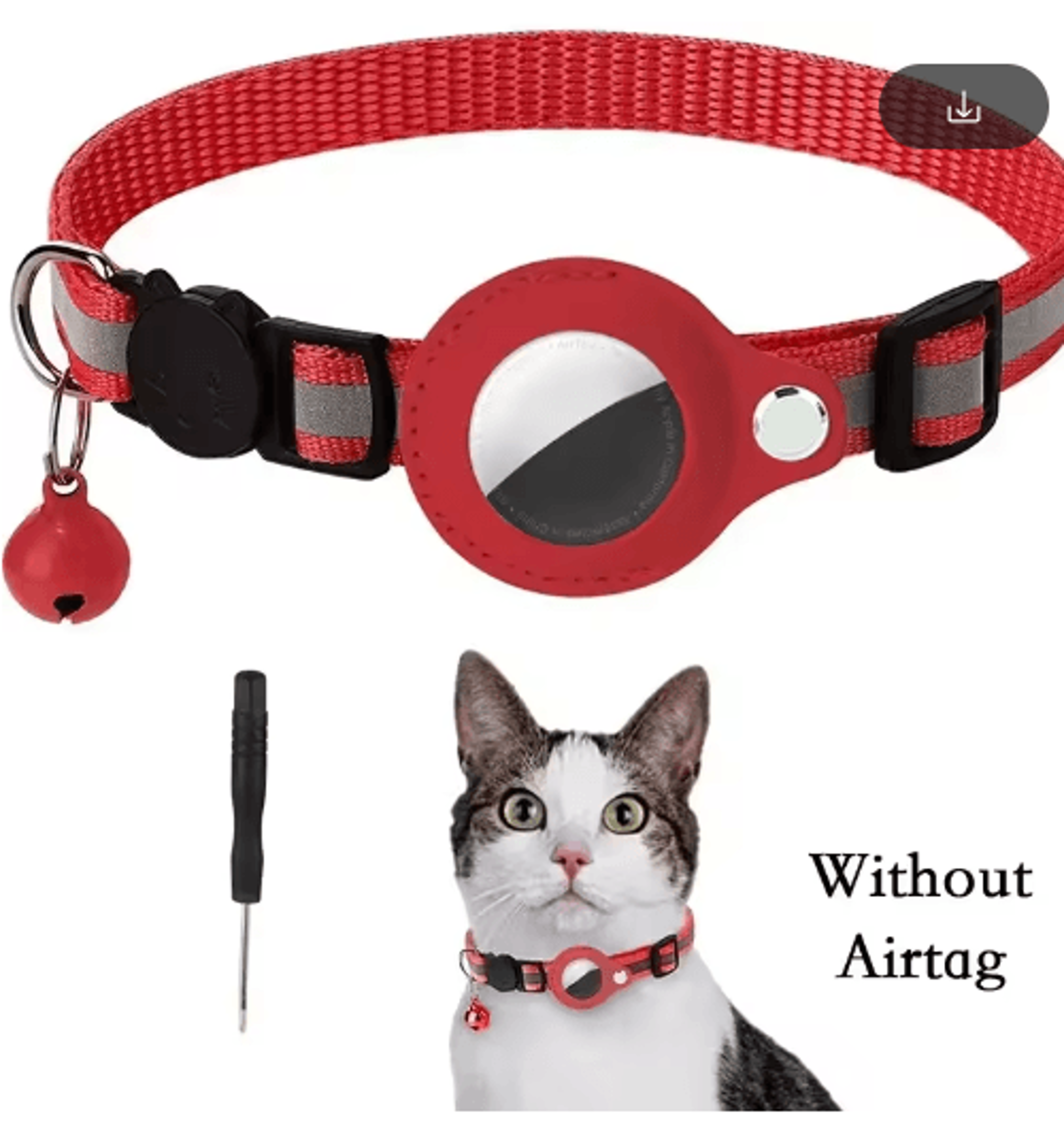 Reflective AirTag Cat Collar  AntiLost GPS Tracker Holder With Bell 5