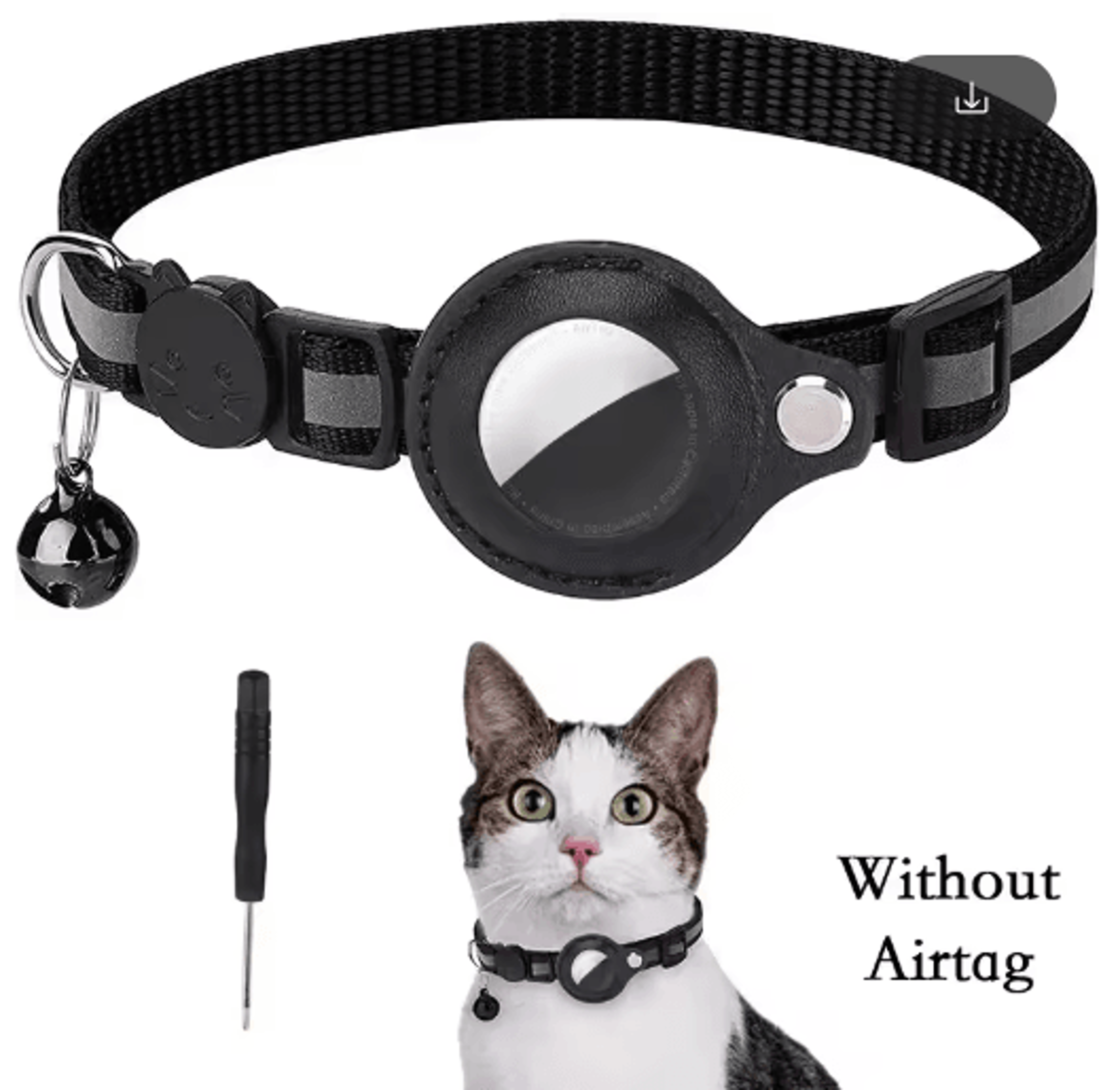 Reflective AirTag Cat Collar  AntiLost GPS Tracker Holder With Bell 6