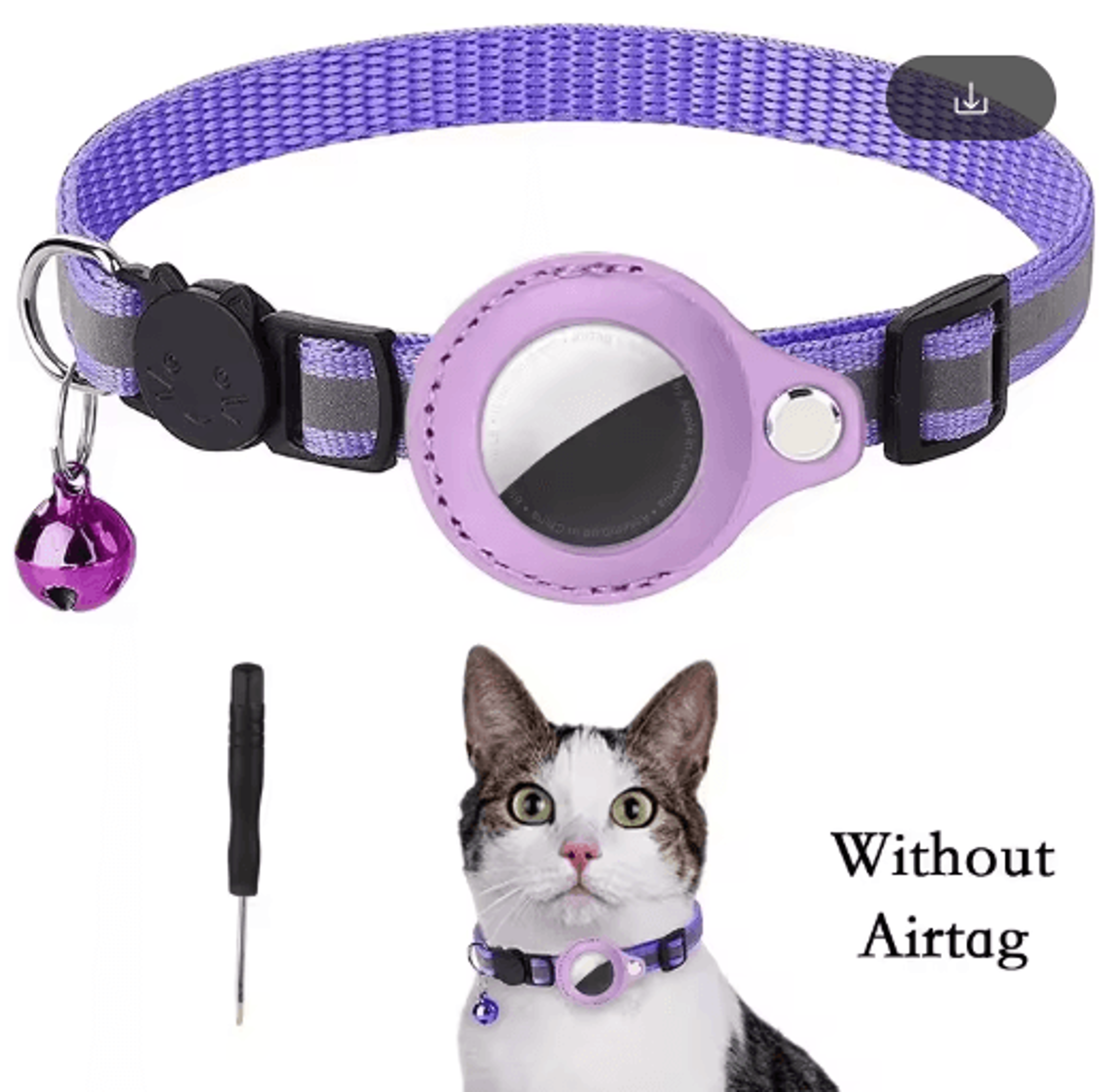 Reflective AirTag Cat Collar  AntiLost GPS Tracker Holder With Bell 7