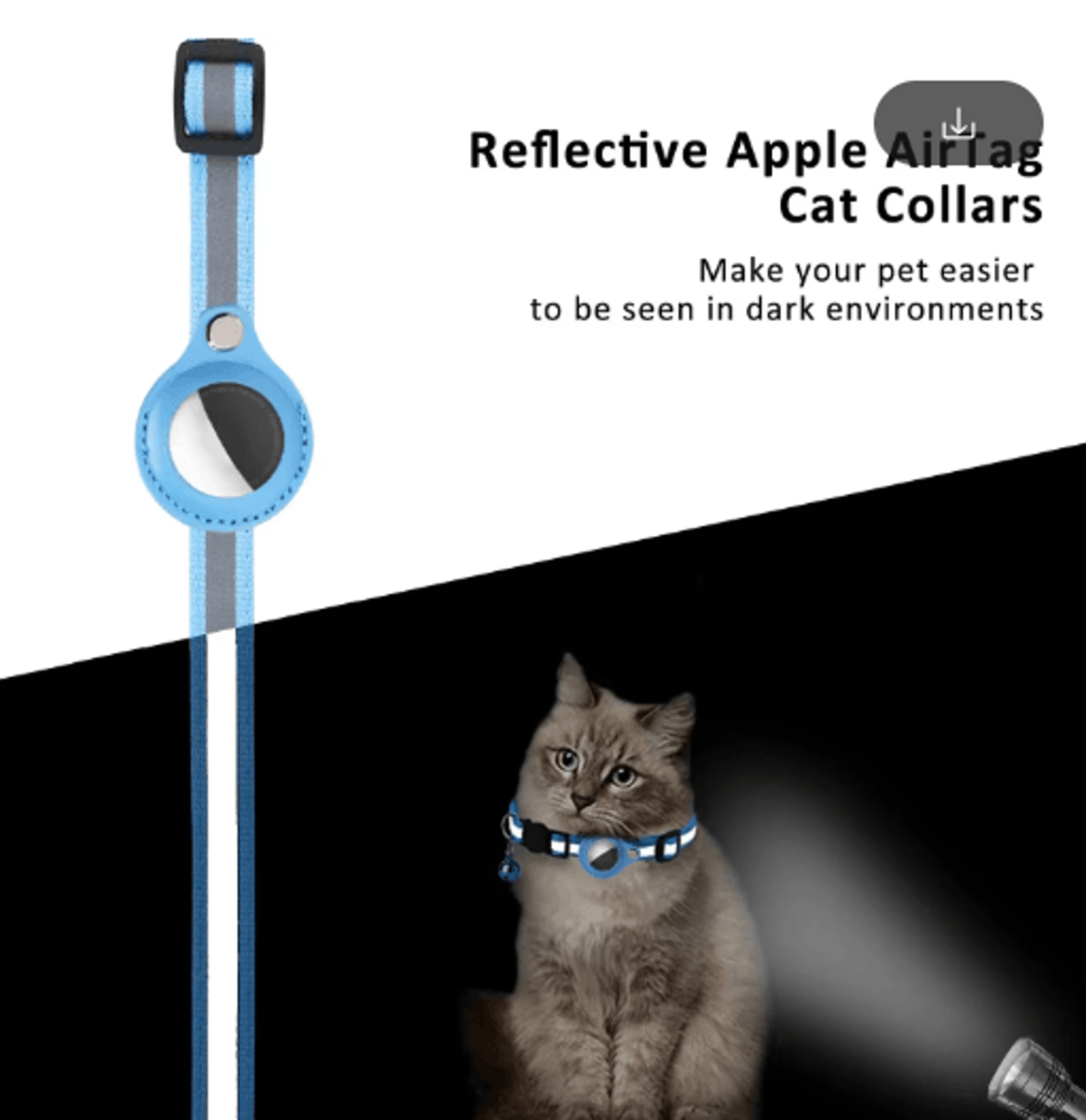 Reflective AirTag Cat Collar  AntiLost GPS Tracker Holder With Bell 12