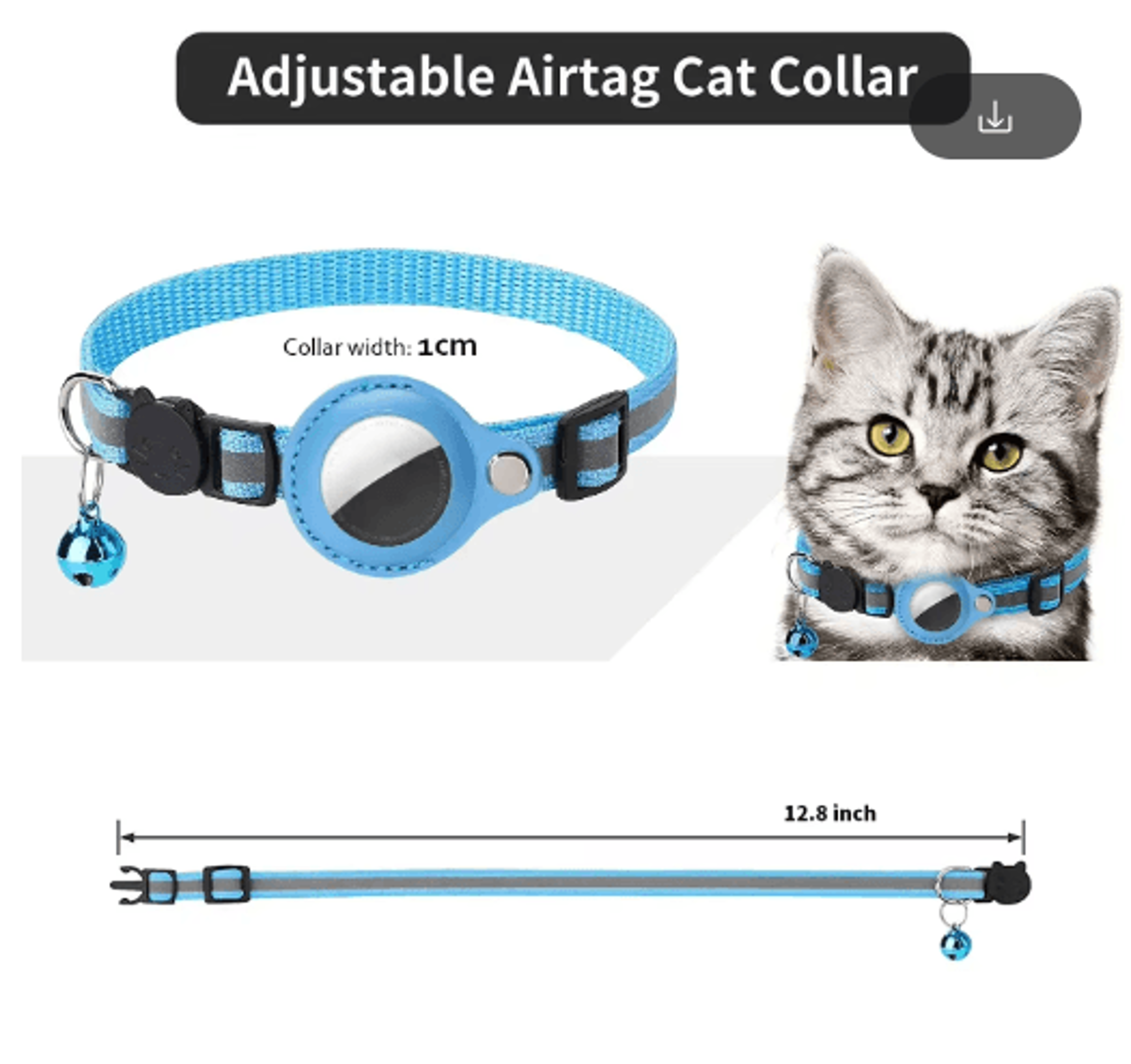 Reflective AirTag Cat Collar  AntiLost GPS Tracker Holder With Bell 13