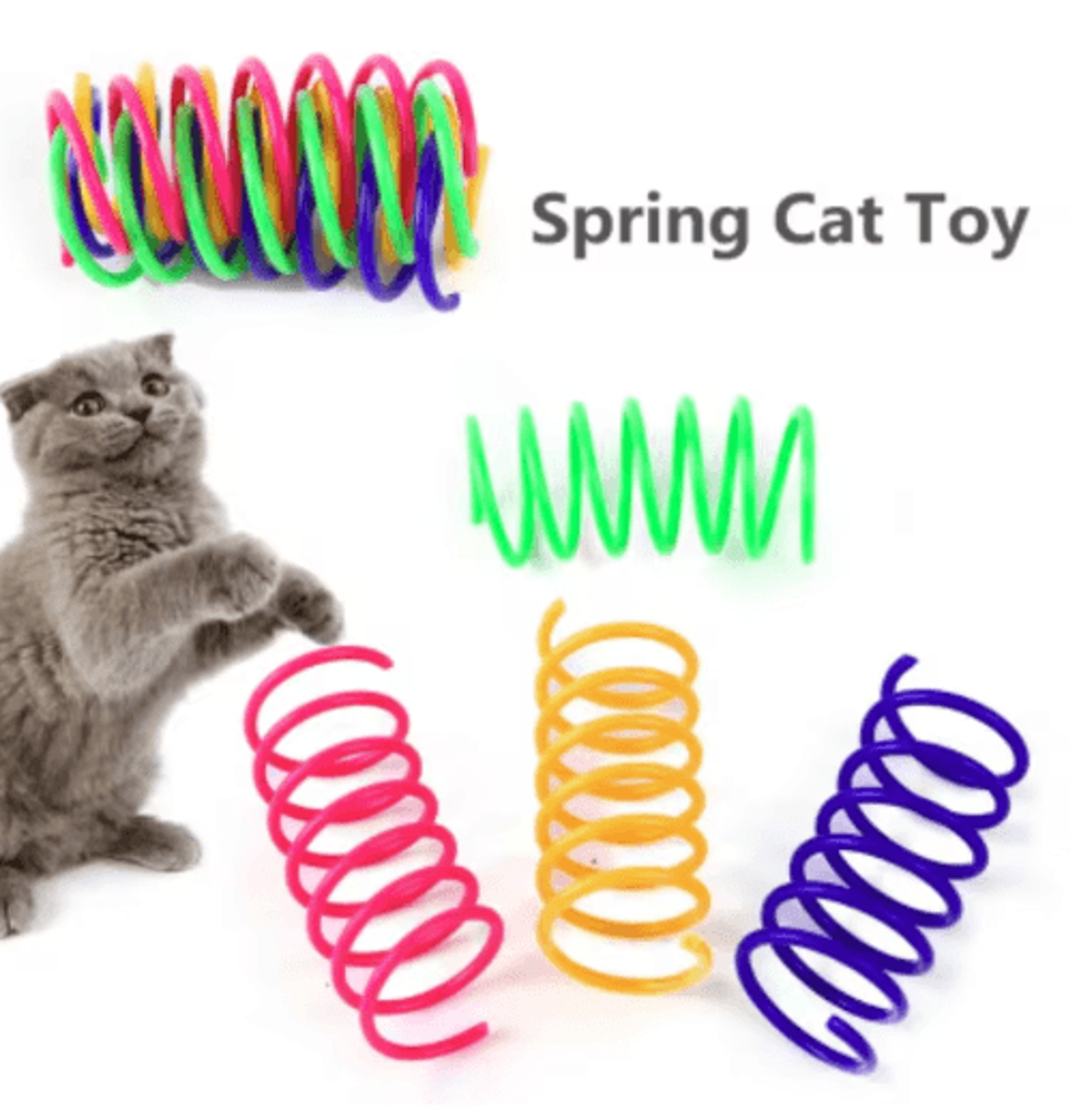Interactive Cat Spring Toy Set Colorful Cat Spring Toys For Indoor Hunting  Play 2