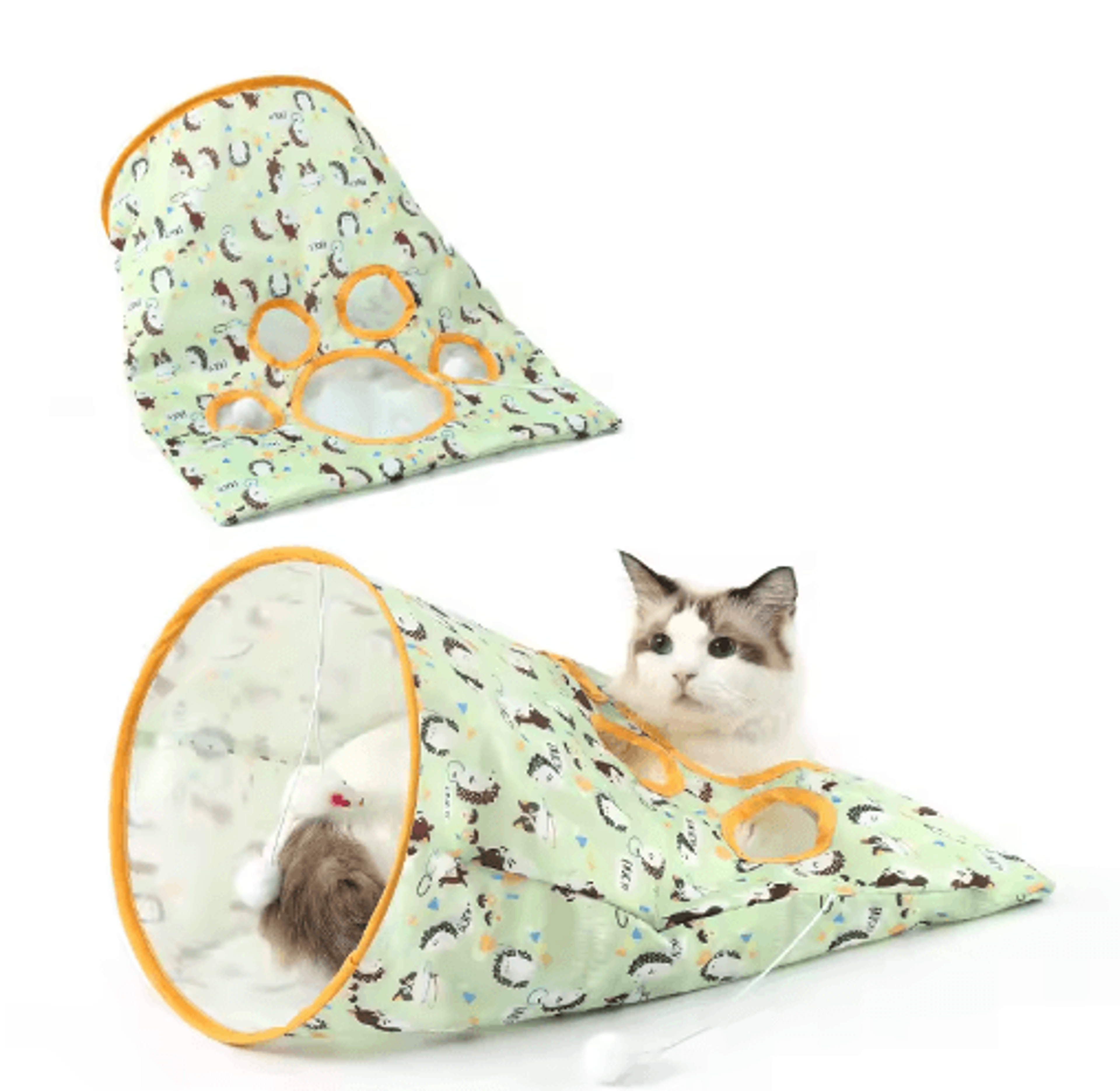 Foldable Crinkle Cat Tunnel Toy Cat Tunnel Toy With Noisy Paper  Interactive Rolling Play 4
