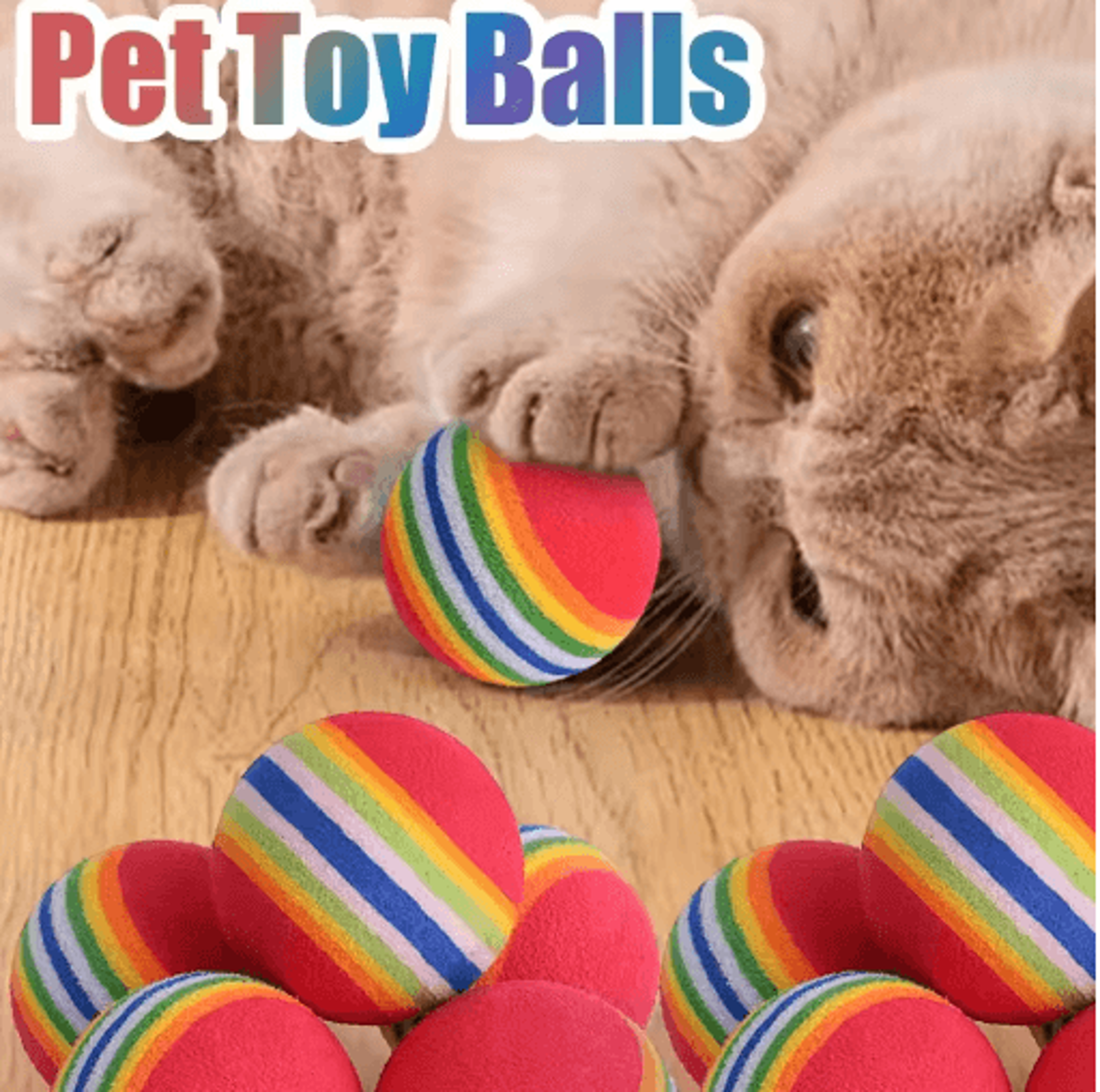 Rainbow Bounce EVA Rattle Ball Toy Set For Cats And Dogs 8