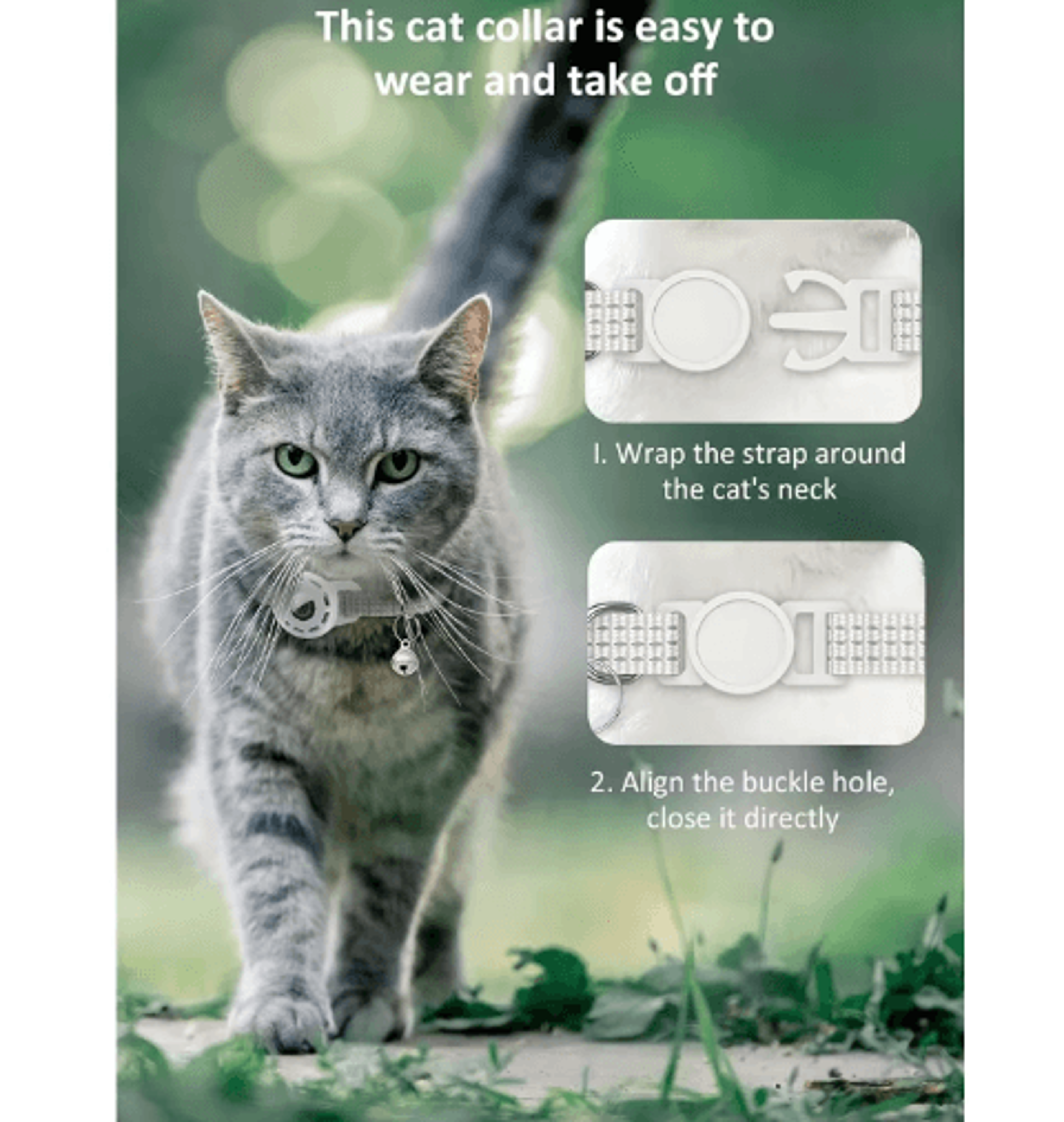 TrackSafe AirTag Cat Collar With Reflective Breakaway Design 10