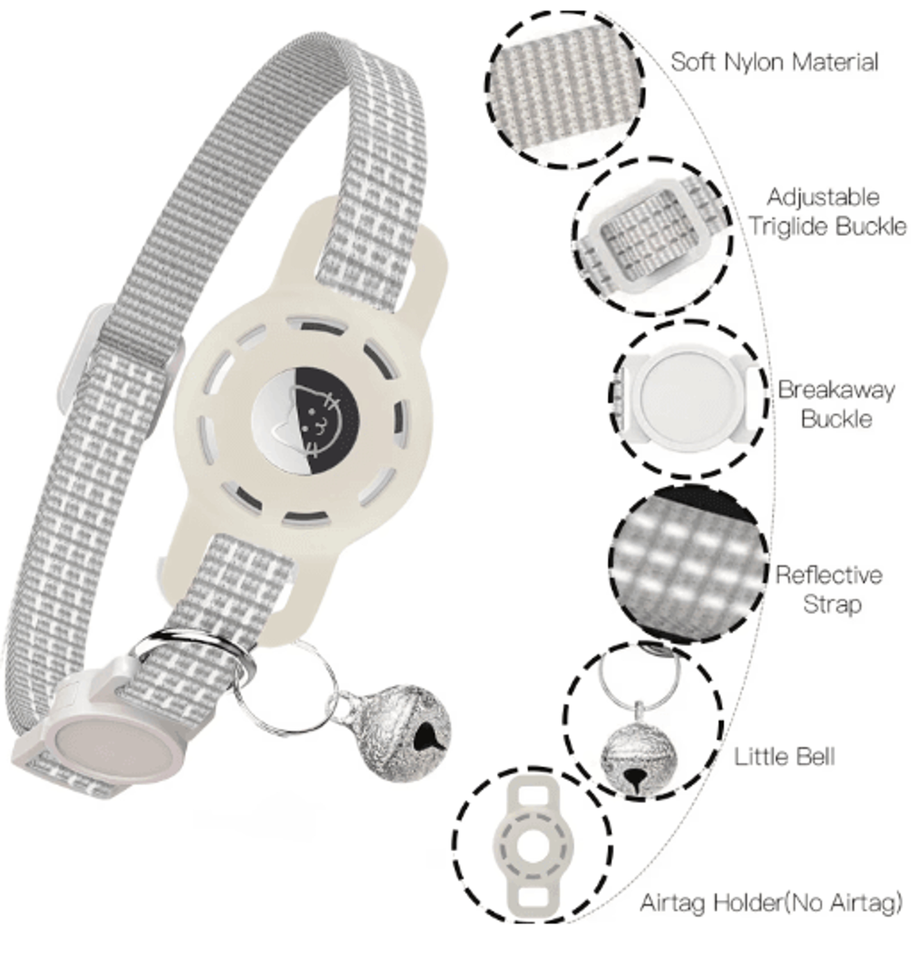 TrackSafe AirTag Cat Collar With Reflective Breakaway Design 14