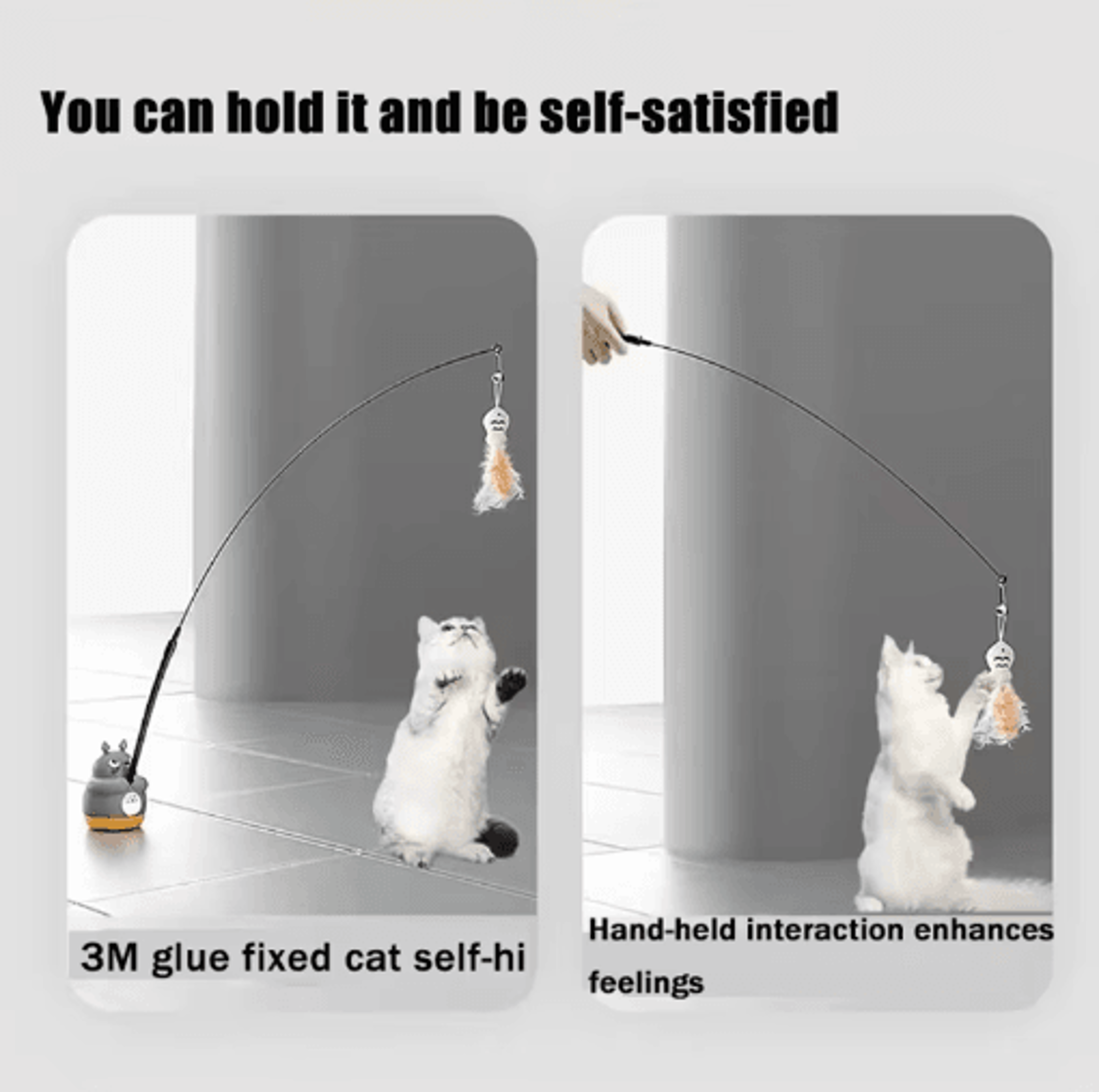 DragonTotoro 360 Rotating Cat Teaser Wand With Bell  Fish Head Toy 8