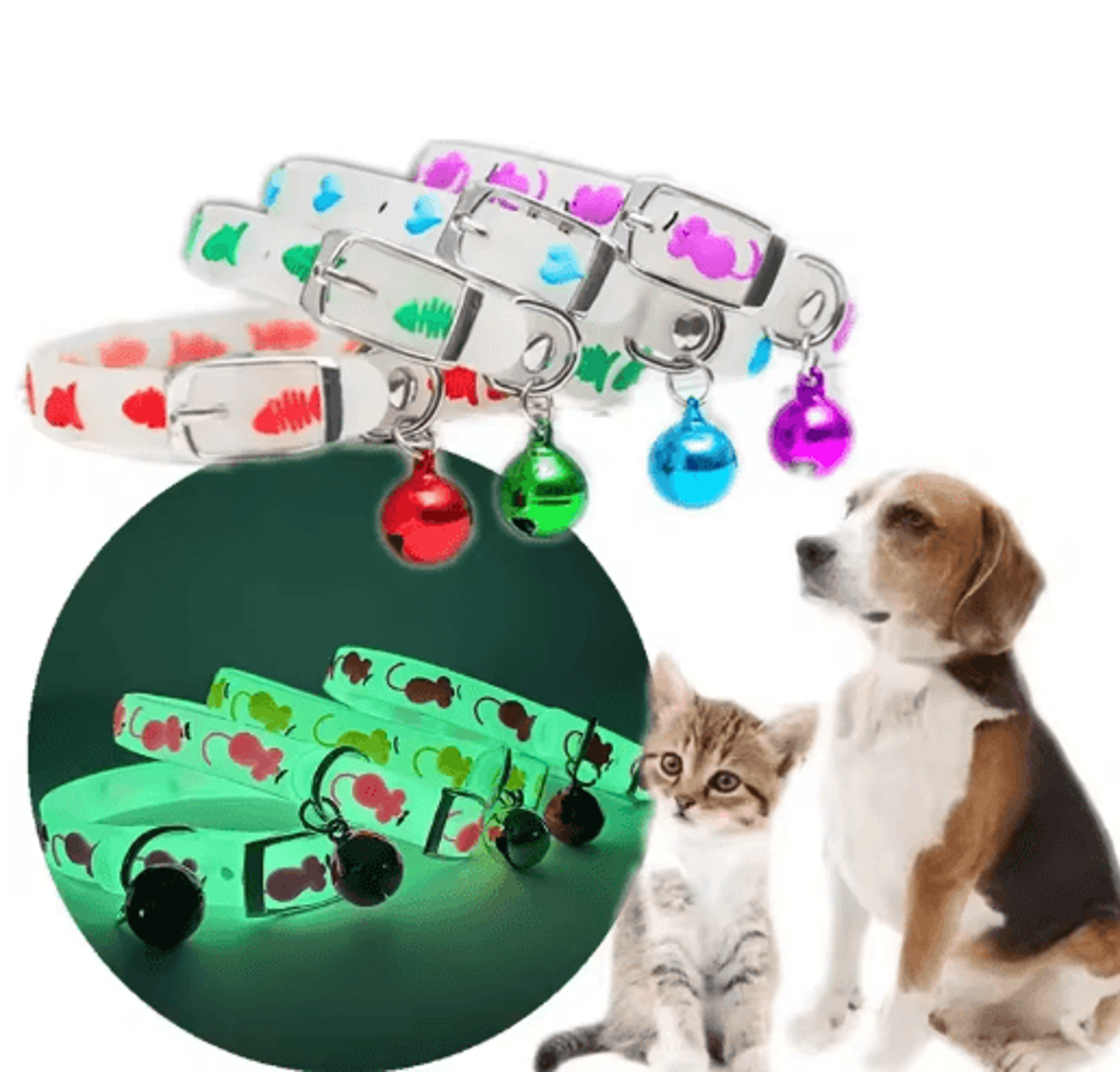 GlowintheDark Silicone Pet Collar With Bell And Reflective Safety Strip 10