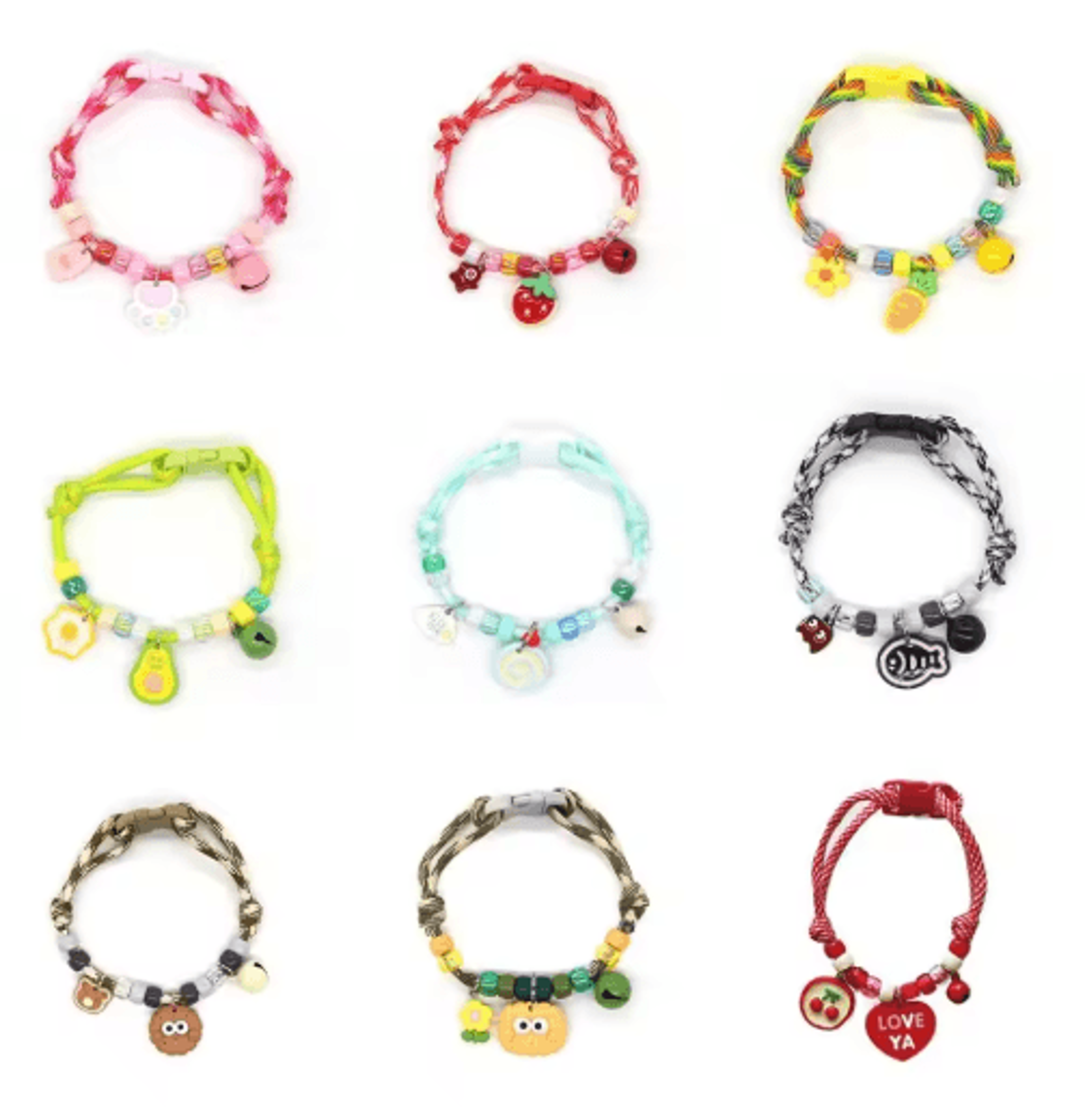 Colorful Braided Pet Collar With Bell Adjustable Necklace For Cats And Small Dogs 12