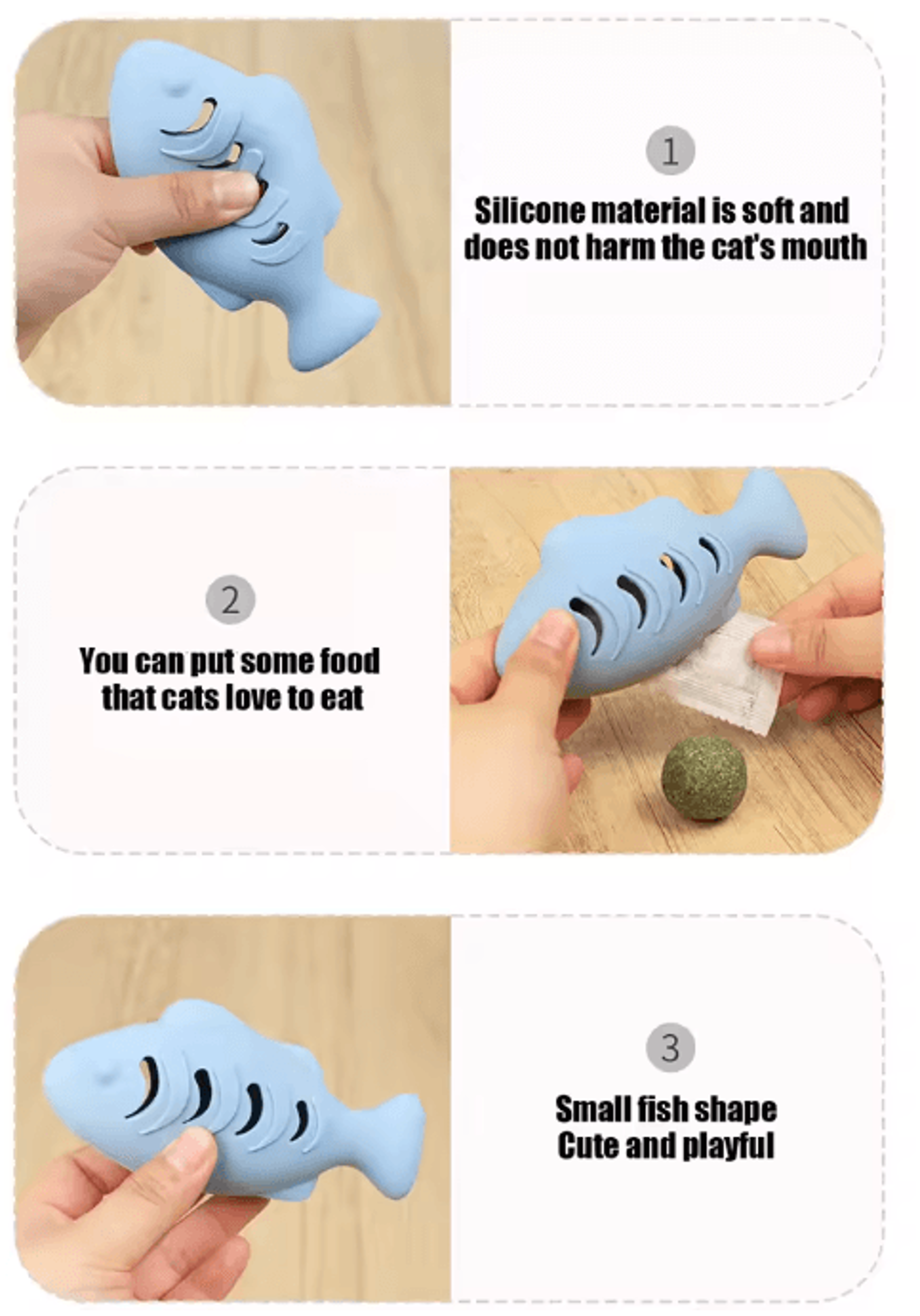 Fin Fun Fish Shaped Cat Treat Toy Interactive Dental Chew Puzzle  Snack Dispenser For Cats 5